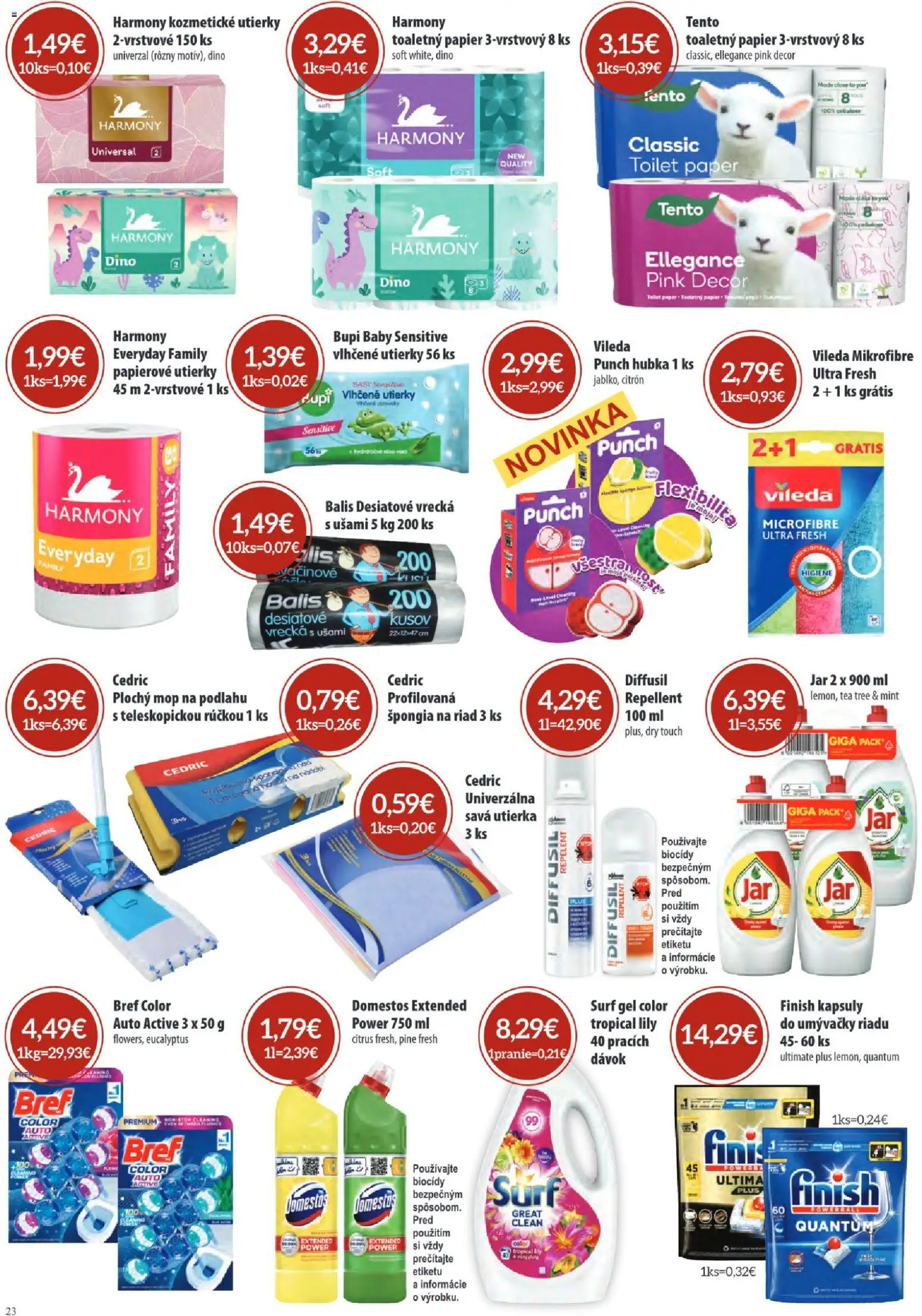 Nové Sintra akcie – leták je platný od 04.06.2026 | Strana: 23 | Produkty: Lis, Mop, Toaletný papier, Domestos