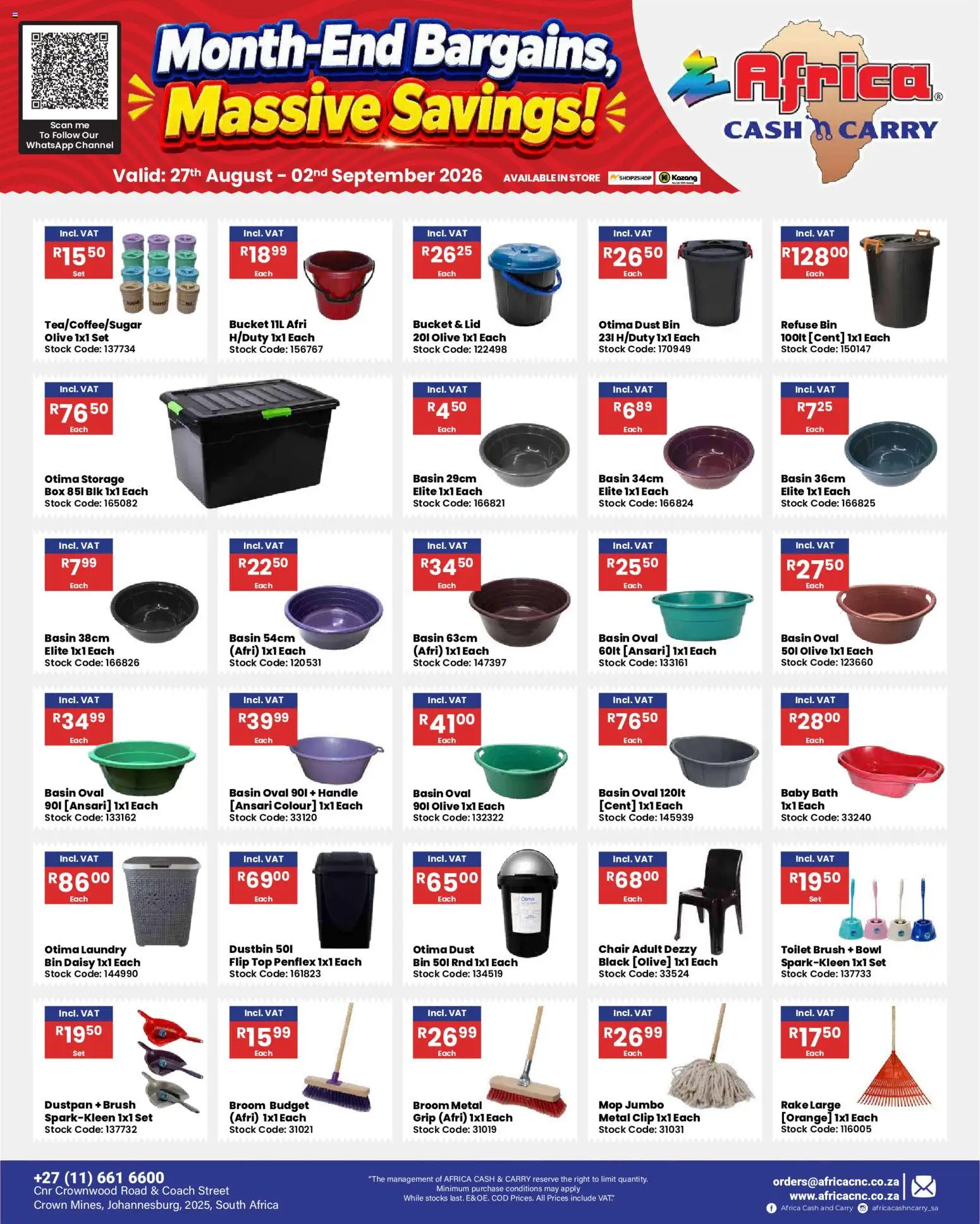 New Africa Cash & Carry catalogue – valid from 27/08/2026 | Page: 57 | Products: Box, Toilet, Bath, Broom