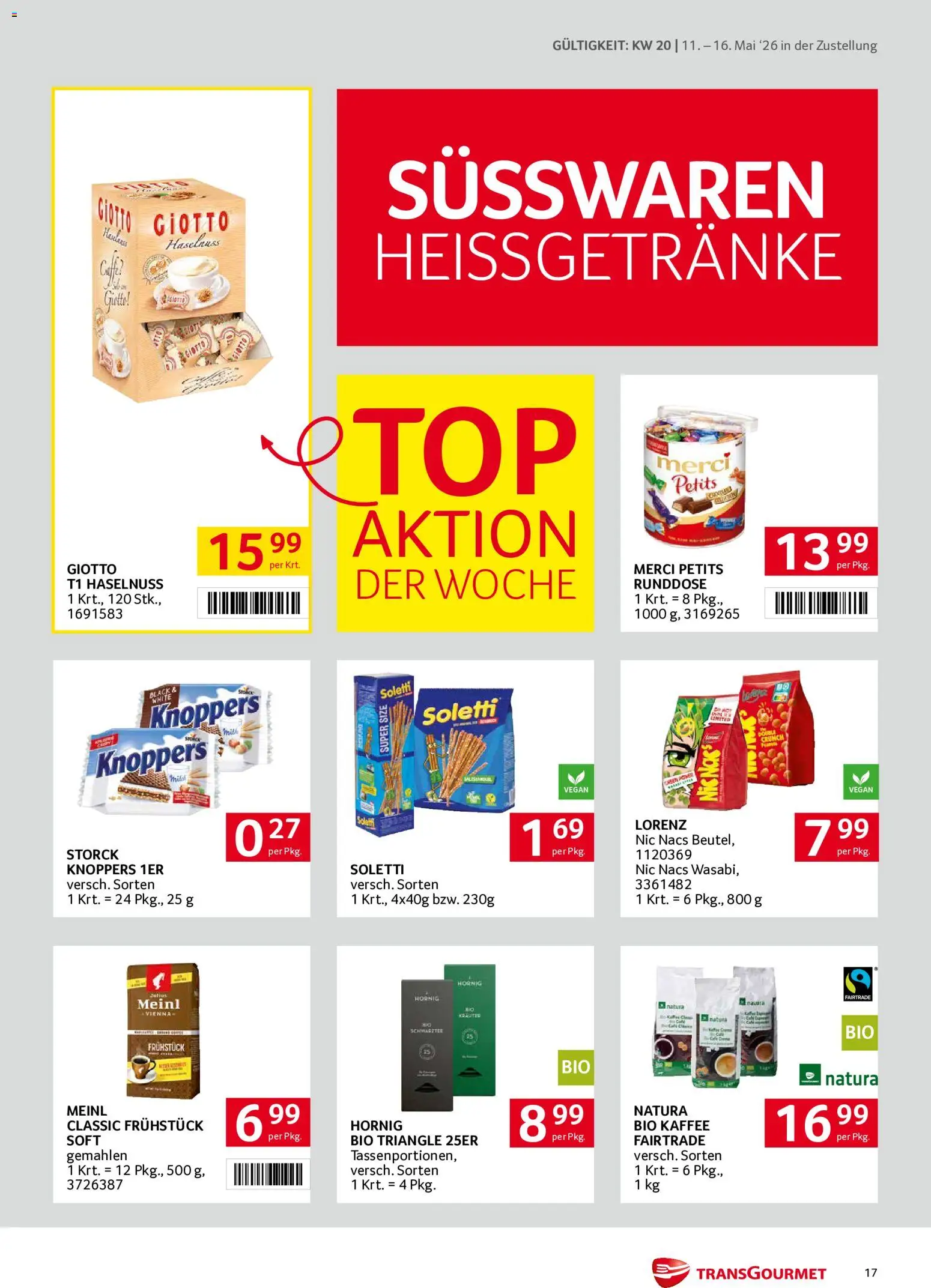 Transgourmet Zustellaktion gültig ab 11.05.2026 | Seite: 17 | Produkte: Kaffee