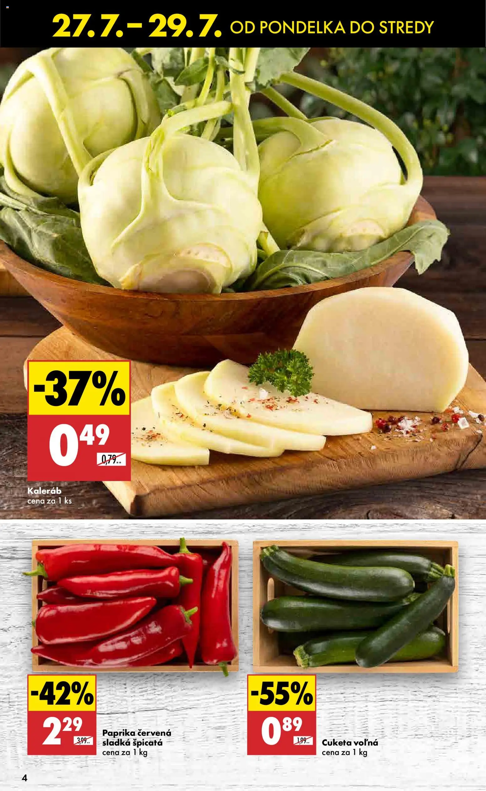 Nové Biedronka akcie – leták je platný od 27.07.2026 | Strana: 4 | Produkty: Paprika, Cuketa