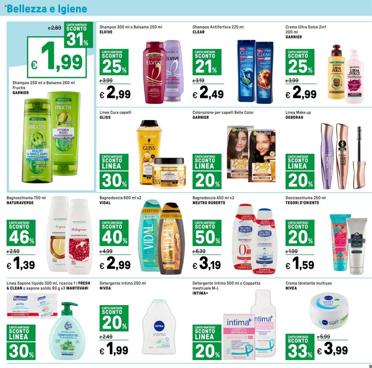 Volantino Iper del 22.05.2026 | Pagina: 19 | Prodotti: Shampoo, Bagnoschiuma, Detergente, Intimo