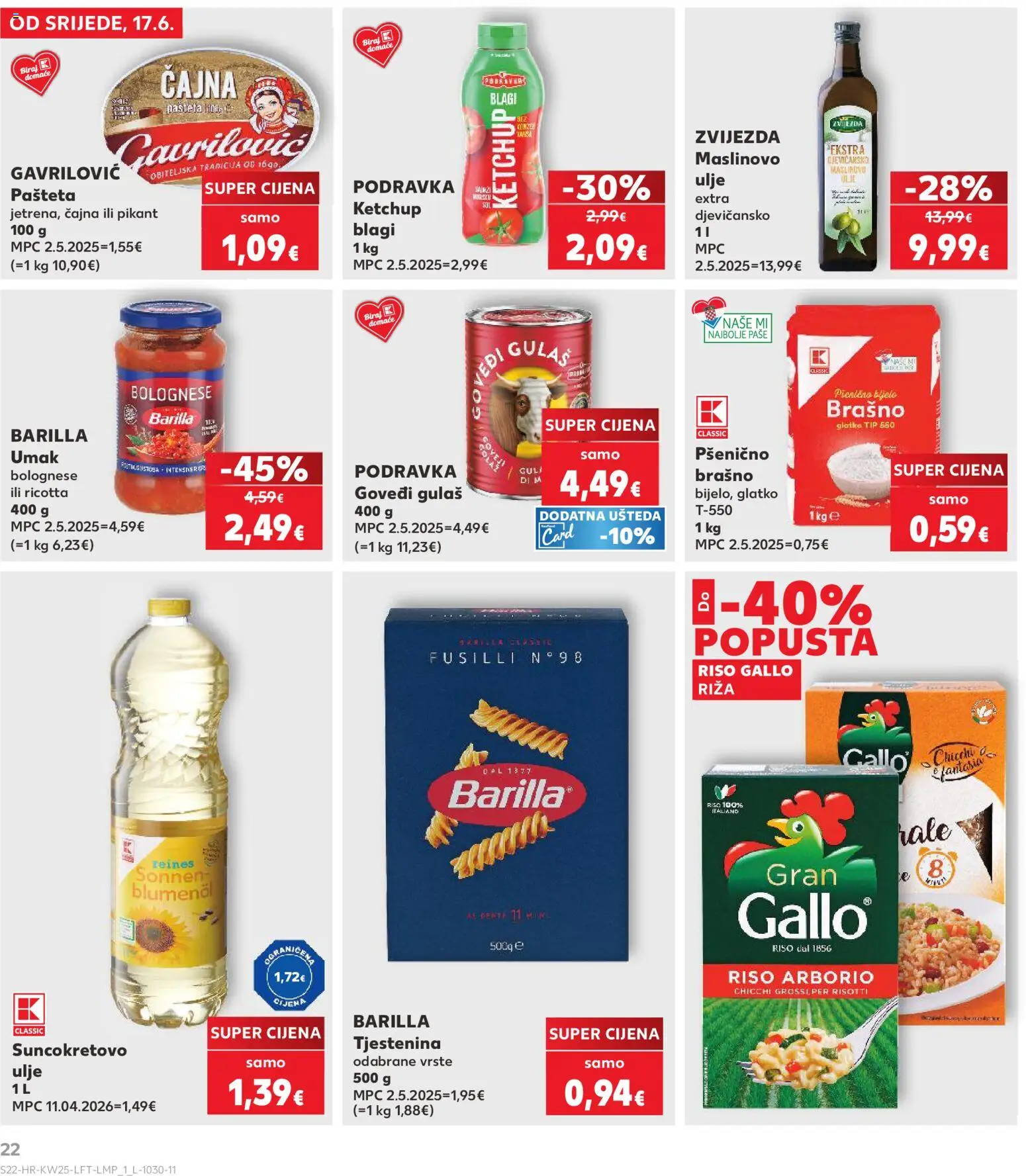 Kaufland katalog | vrijedi od 17.06.2026 | Stranica: 22 | Proizvodi: Podravka, Pašteta, Brašno, Umak
