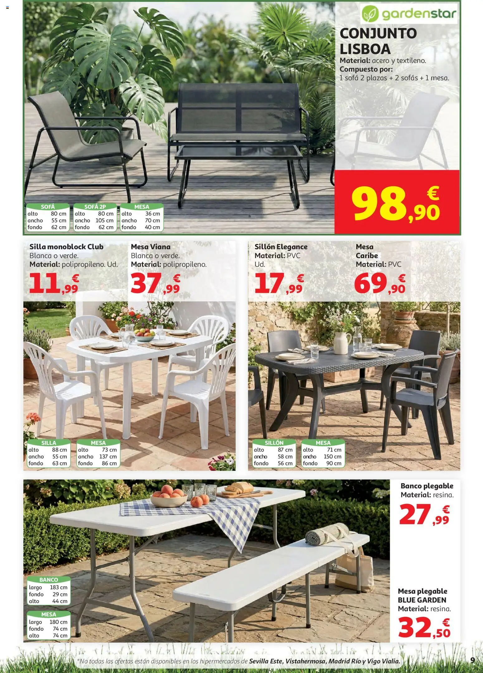 Alcampo Aire Libre HG │ válido desde el 28.05.2026 | Página: 9 | Productos: Sofá, Sillón, Mesa, Silla