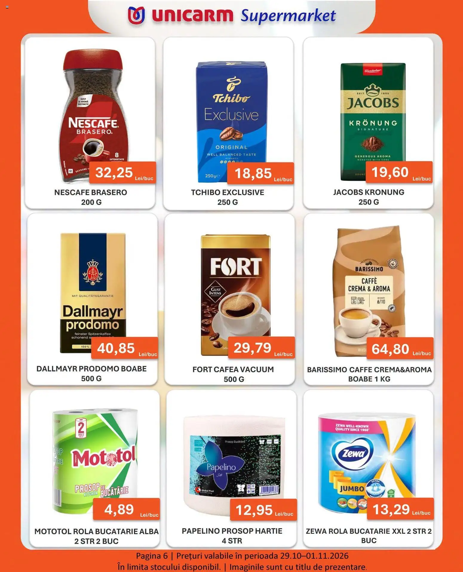 Noul catalog Unicarm – valabil de la 29.10.2026 | Pagină: 6 | Produse: Alba, Bucătărie, Cremă, Cafea