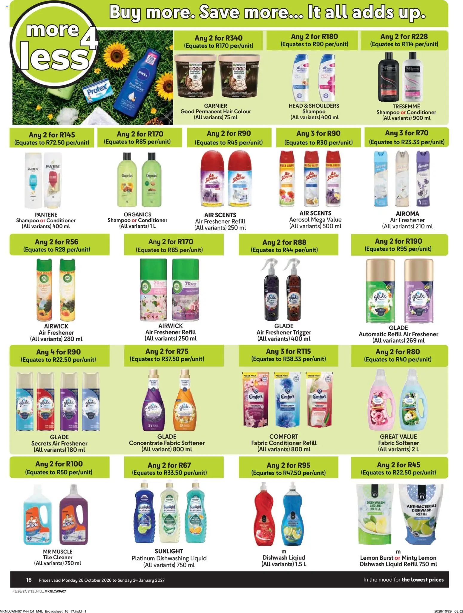 New Makro catalogue – valid from 26/10/2026 | Page: 16 | Products: Air freshener, Shampoo, Conditioner, Dishwashing liquid