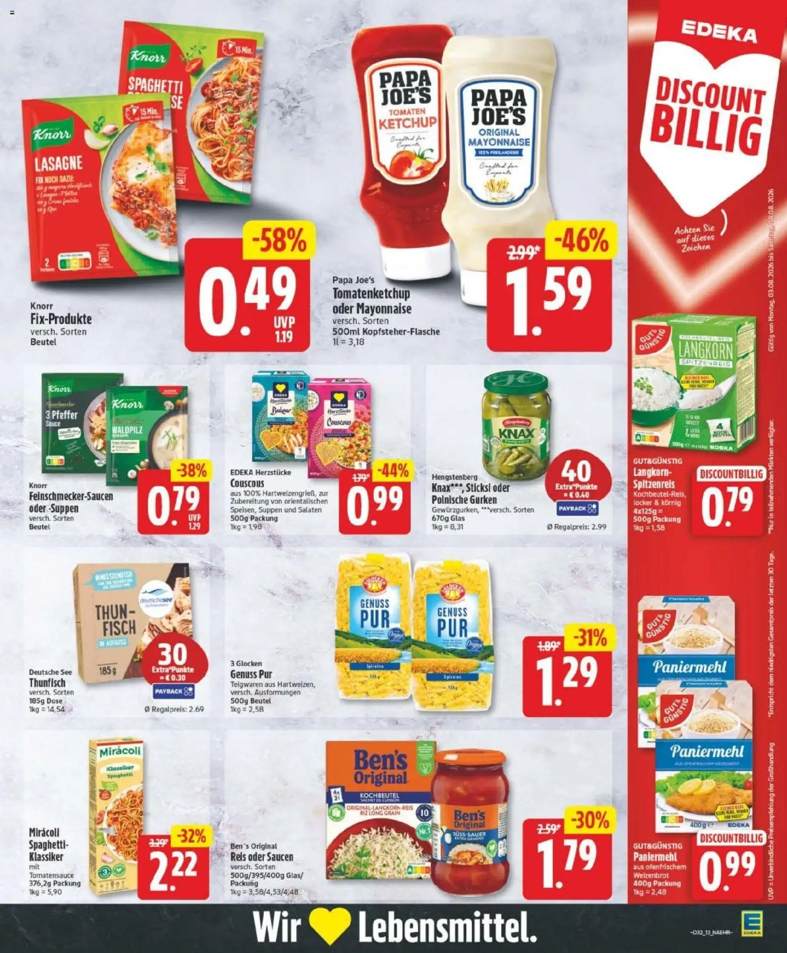 Edeka Prospekt Bremen – gültig ab 03.08.2026 | Seite: 13 | Produkte: Thunfisch, Tomaten, Knorr, Ketchup