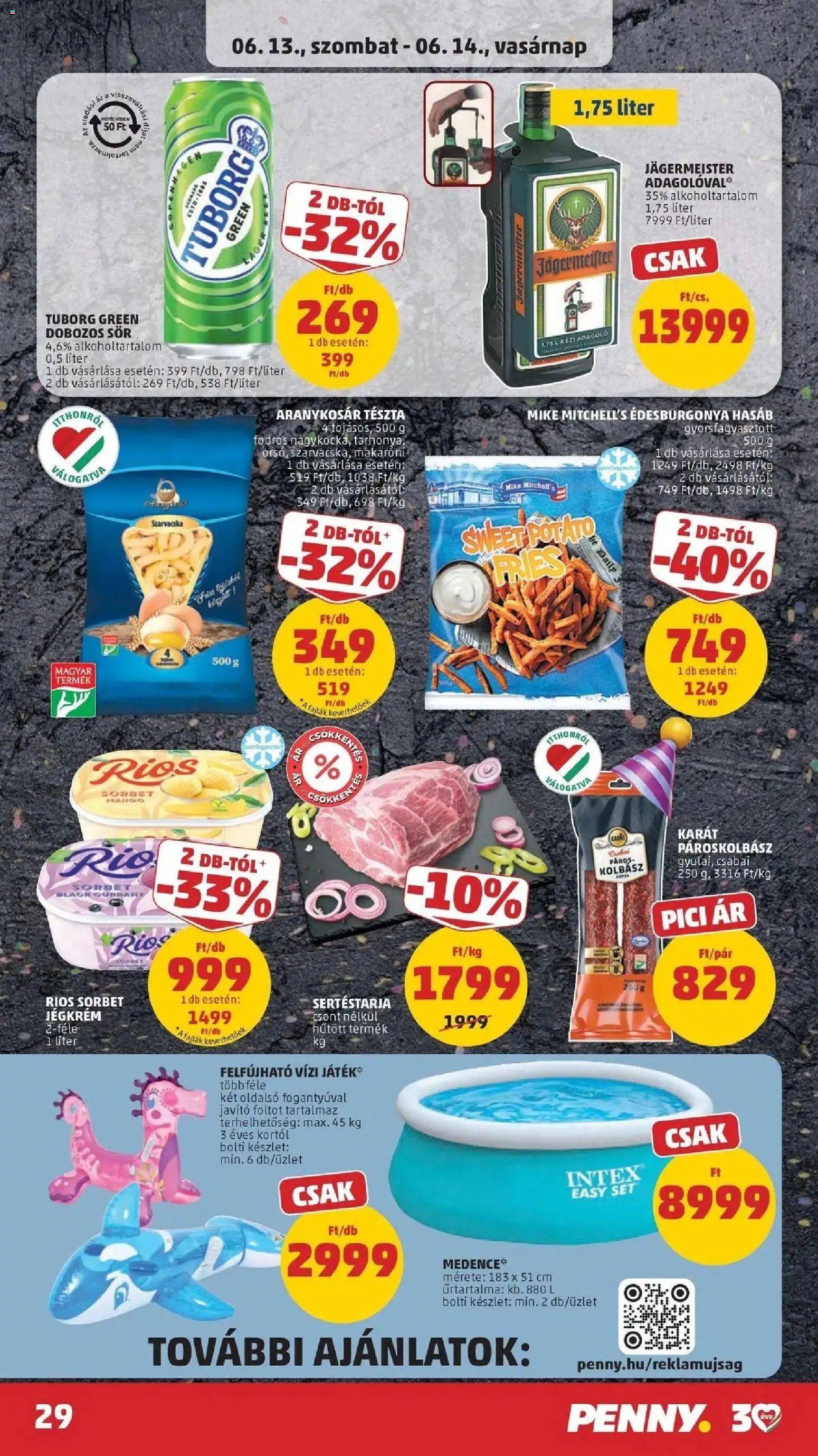 PENNY akciós ujság - amely érvényes a következő dátumtól: 11.06.2026 | Oldal: 29 | Termékek: Jägermeister, Kolbász, Dobozos sör, Sör