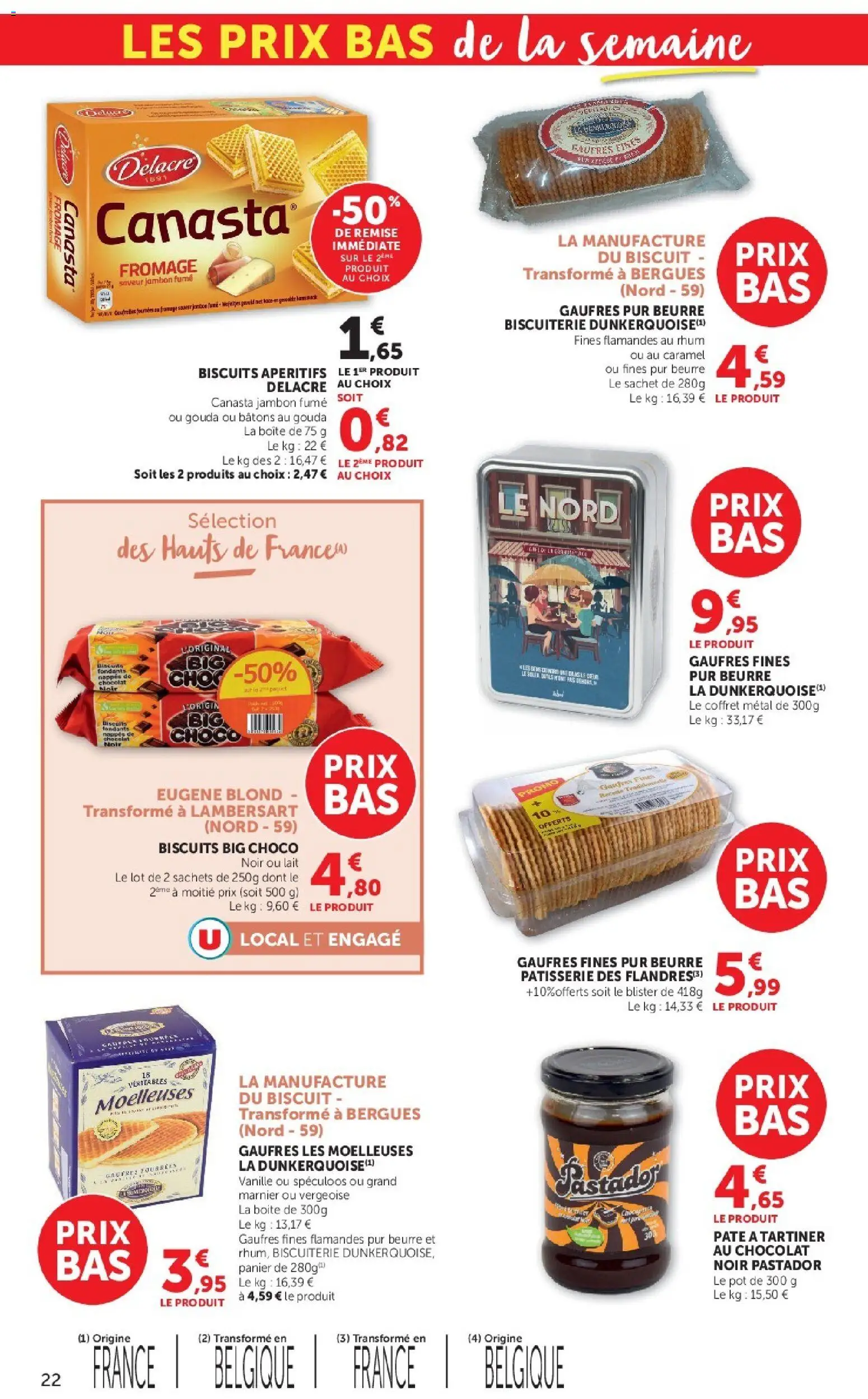 {H1} | Page: 22 | Produits: Lait, Vergeoise, Gaufres, Biscuits