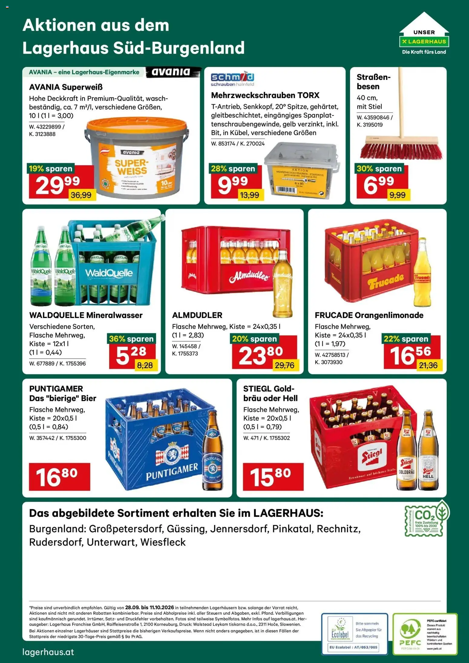 Lagerhaus - Wochen Angebote gültig ab 28.09.2026 | Seite: 6 | Produkte: Mineralwasser, Bier