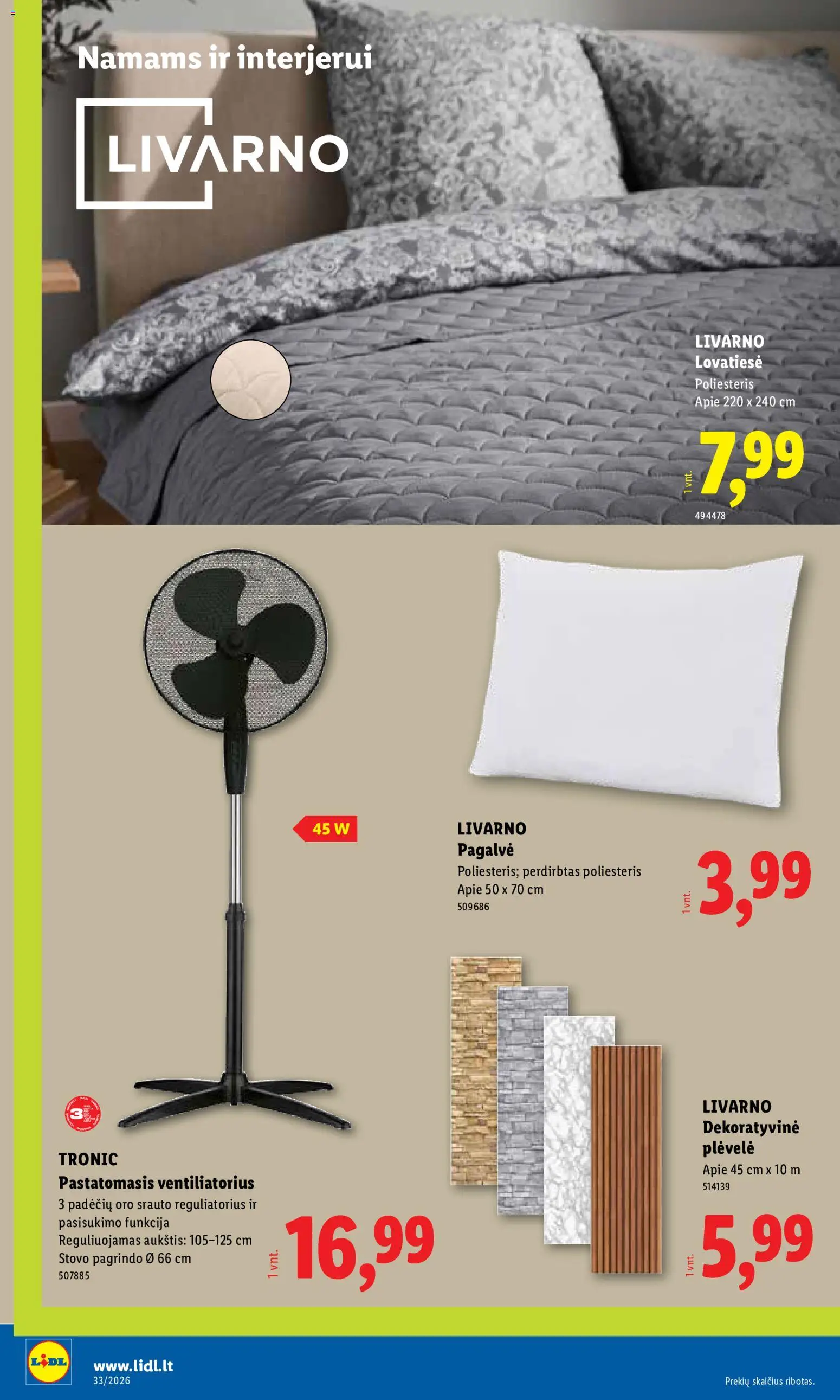 LIDL akcijos nuo 2026.08.10 | Puslapis: 10 | Prekių: Ventiliatorius, Pagalvė, Lovatiesė