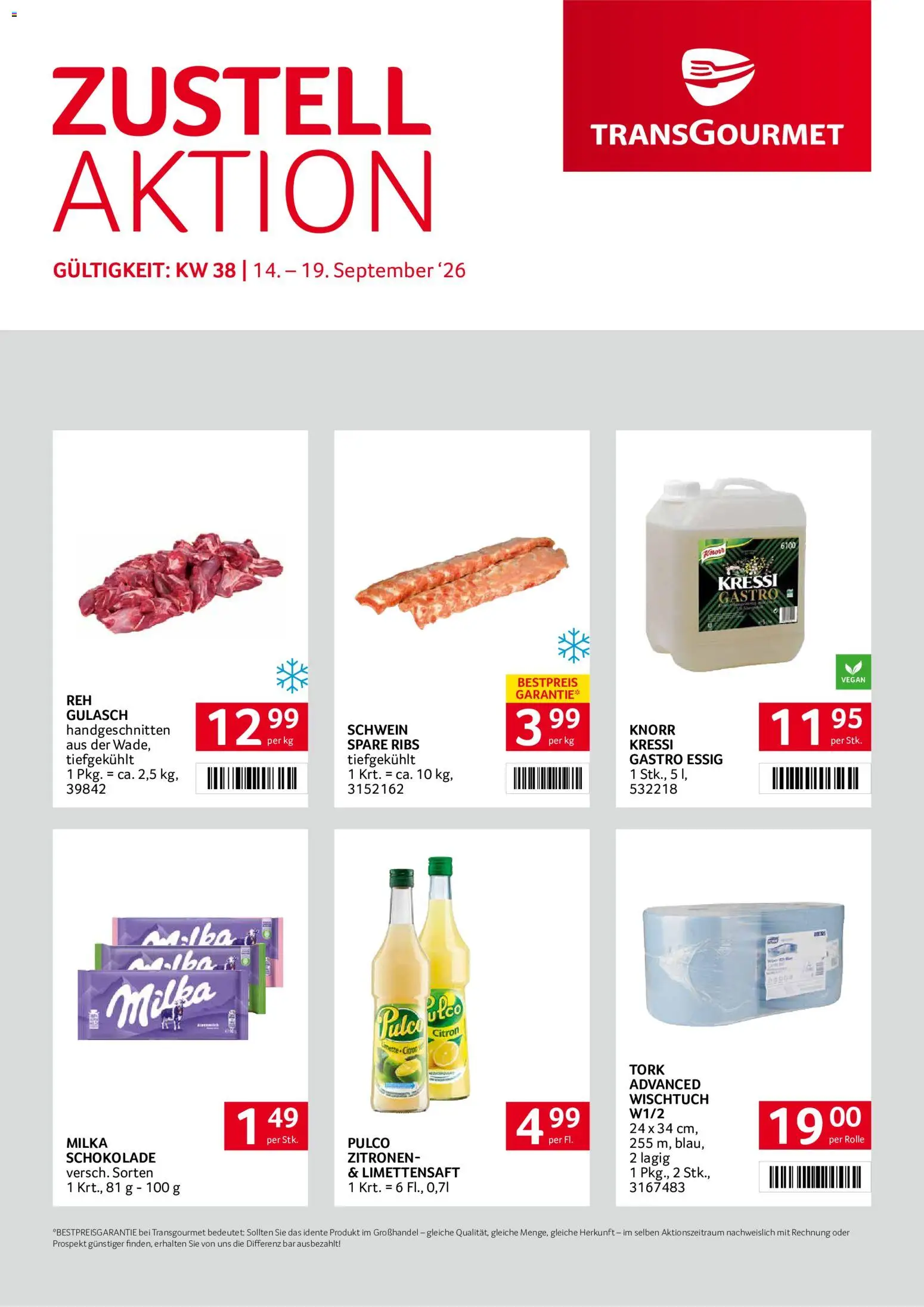 Transgourmet Zustellaktion gültig ab 14.09.2026 | Seite: 1 | Produkte: Schokolade