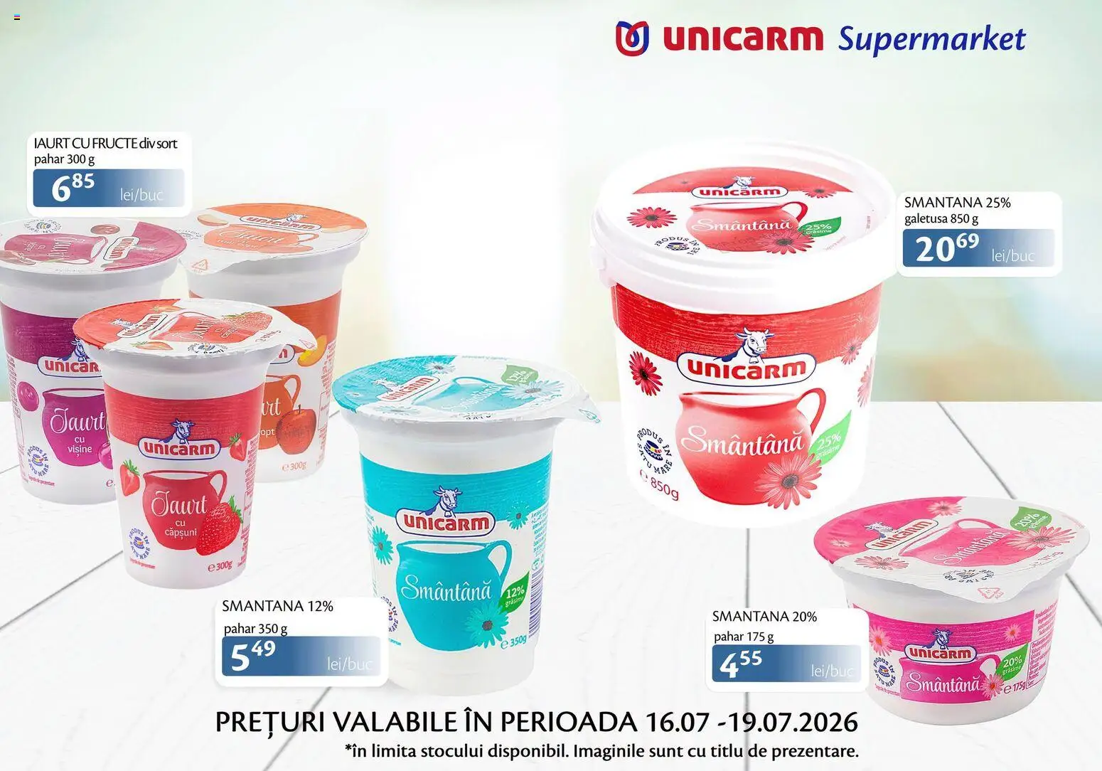 Noul catalog Unicarm – valabil de la 16.07.2026 | Pagină: 3 | Produse: Duș, Iaurt, Smântână, Fructe