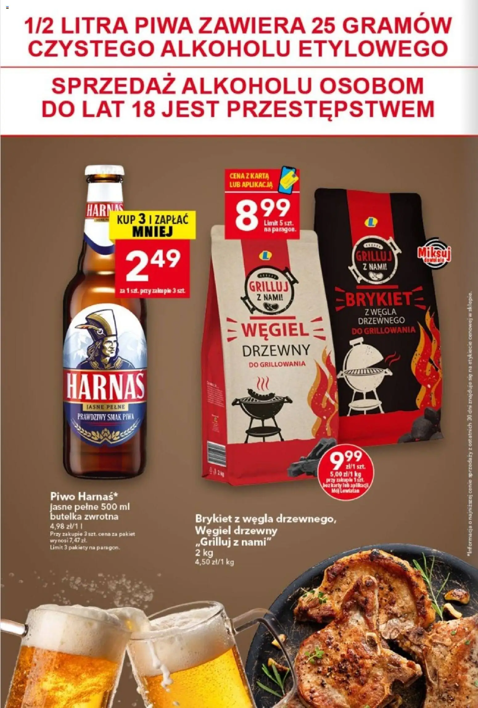 Lewiatan gazetka od 13.08.2026 | Strona: 8 | Produkty: Karta, Węgiel drzewny, Harnaś, Piwo