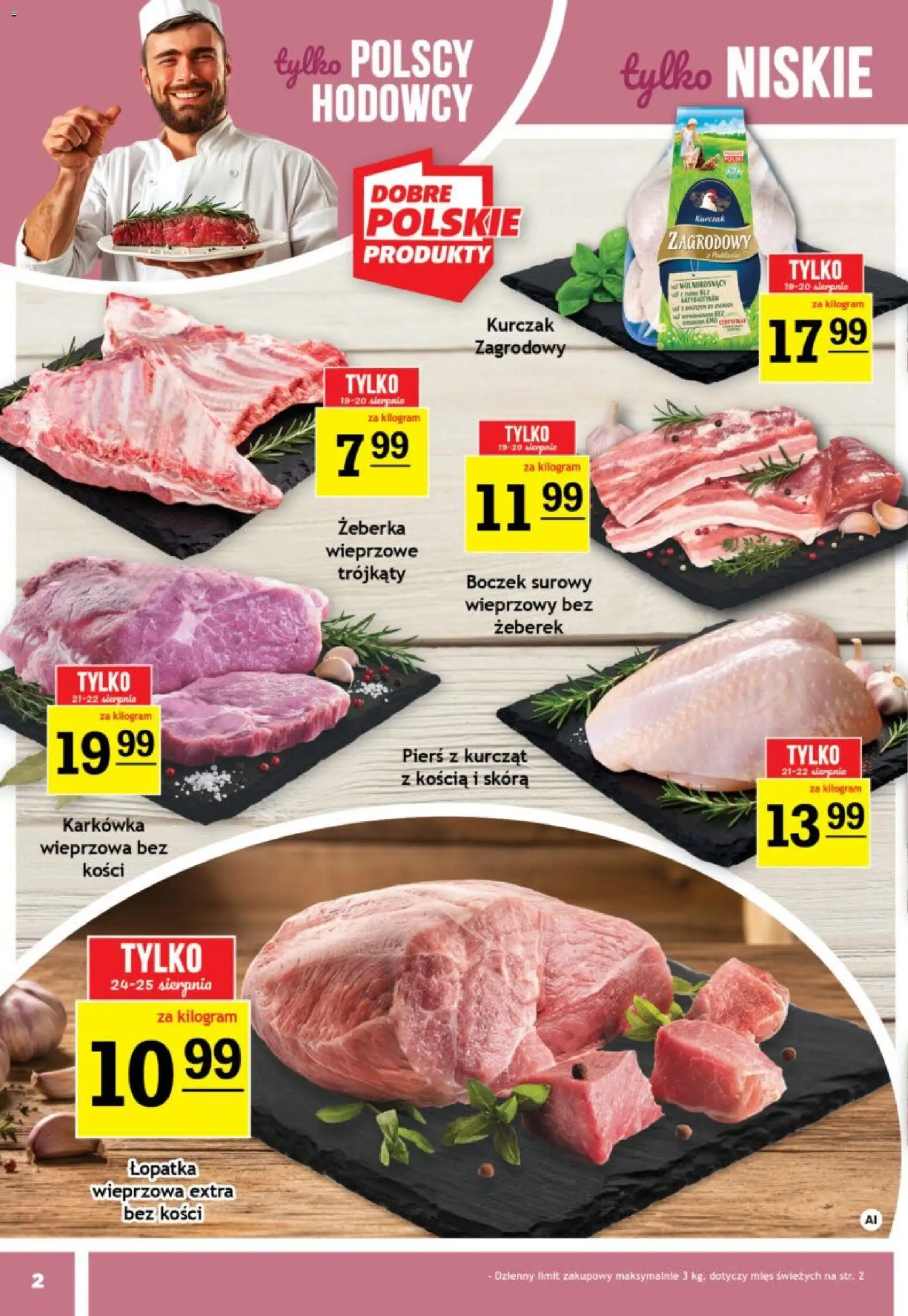 Gram Market gazetka od 19.08.2026 | Strona: 2 | Produkty: Żeberka, Kurczak, Kurczak zagrodowy, Łopatka wieprzowa