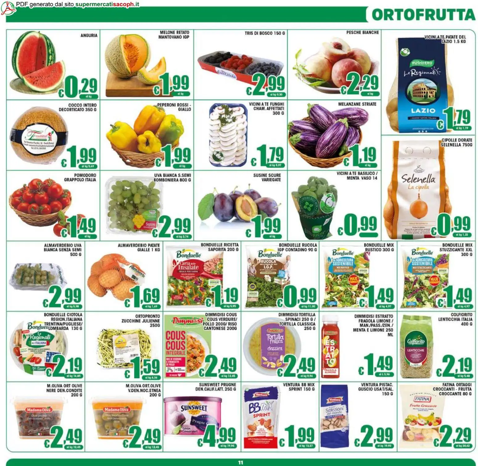 Volantino Sacoph del 12/08/2026 | Pagina: 11 | Prodotti: Cipolle, Frutta, Limone, Melone
