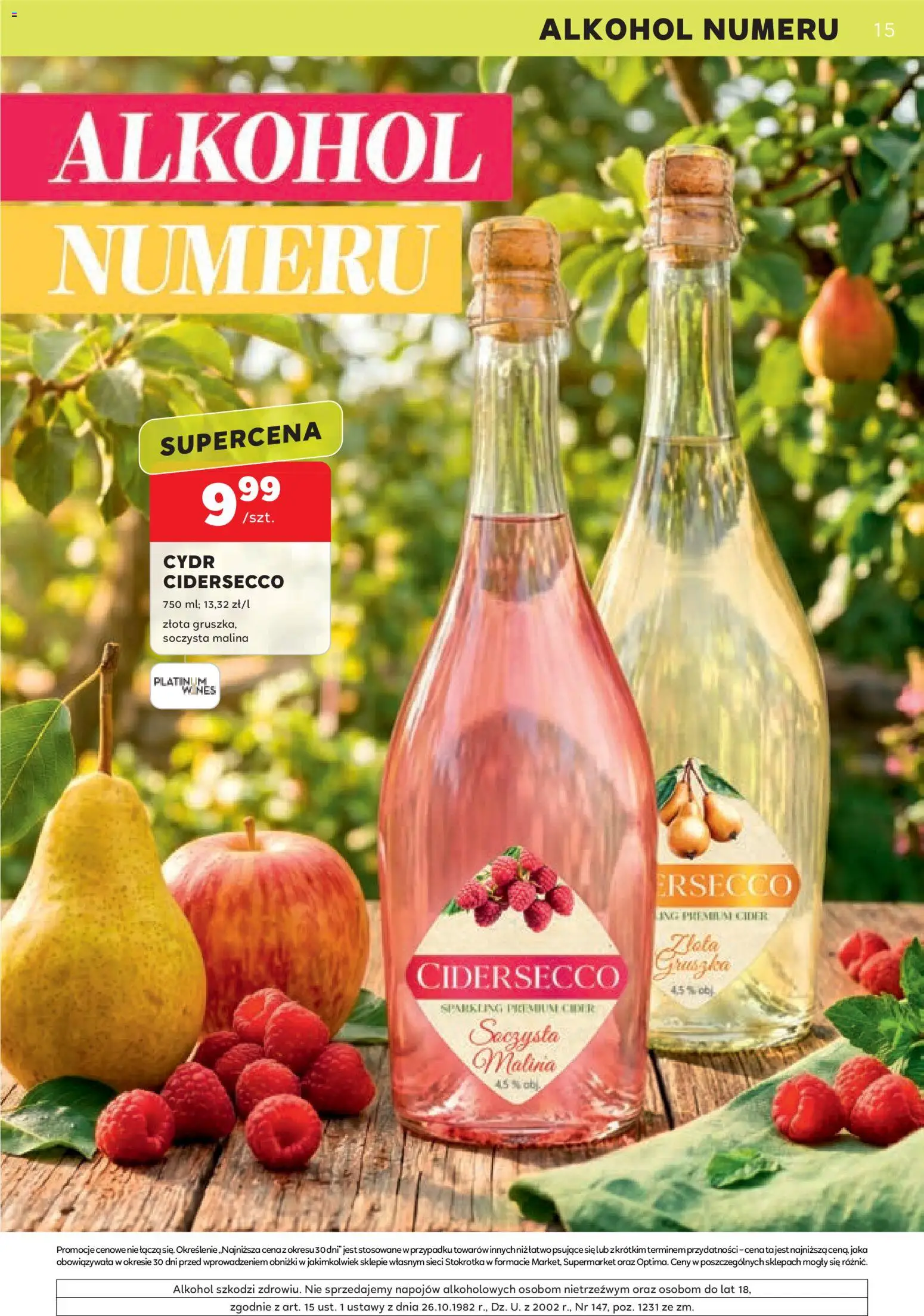 Stokrotka gazetka - Oferta alkoholowa od 09.07.2026 | Strona: 15 | Produkty: Malina, Stokrotka, Cydr, Alkohol