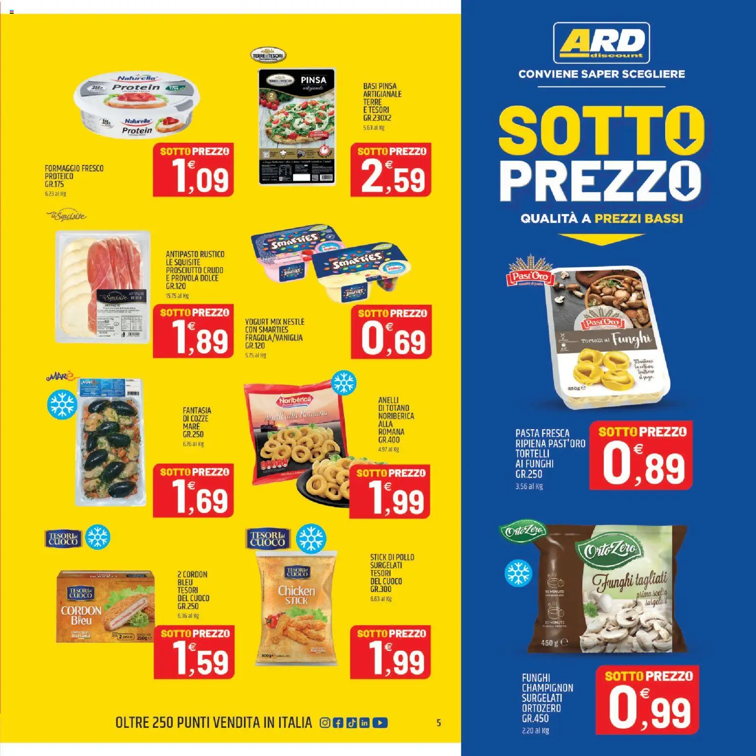 Volantino ARD Discount del 27.04.2026 | Pagina: 5 | Prodotti: Prosciutto Crudo, Formaggio, Pasta, Funghi