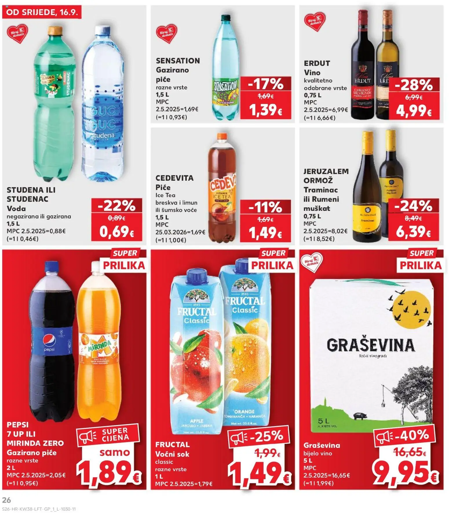 Kaufland HR akciós ujság - amely érvényes a következő dátumtól: 2026.09.16. | Oldal: 26 | Termékek: Sál, Vitamin, Pepsi, Ice tea