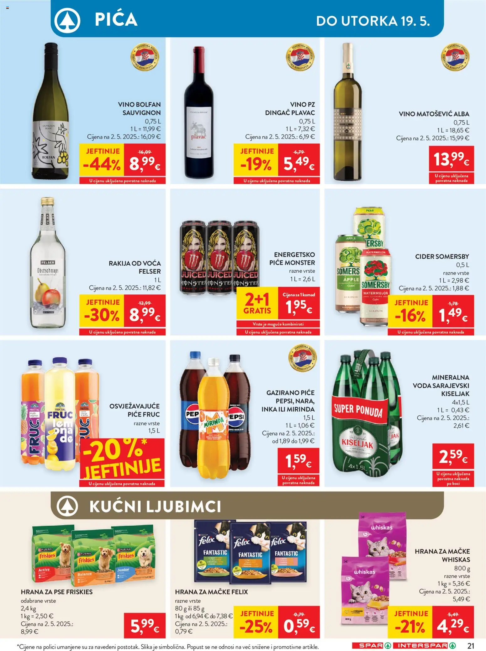 Spar katalog | vrijedi od 13.05.2026 | Stranica: 25 | Proizvodi: Whiskas, Pica, Rakija, Hrana za mačke