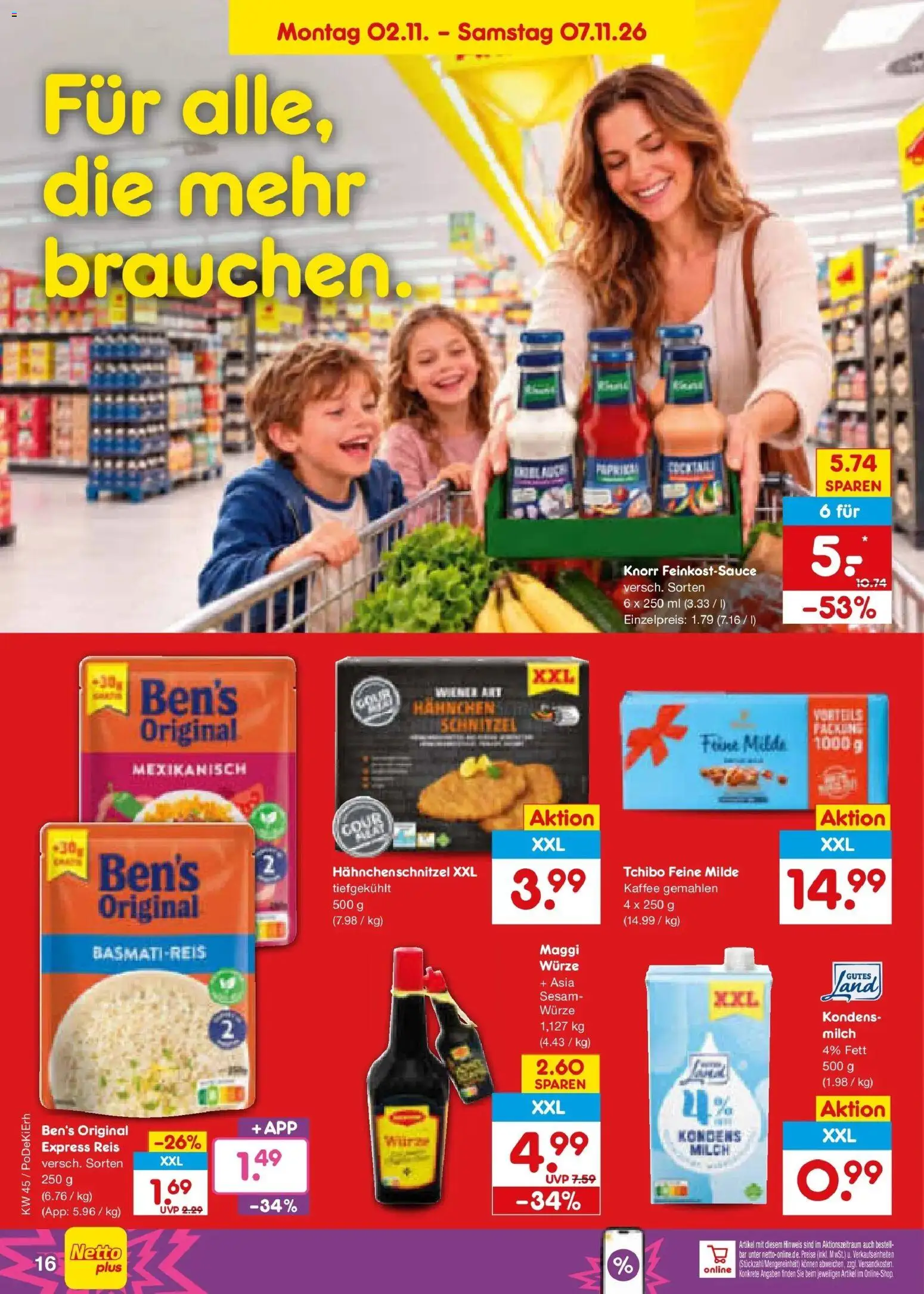 Netto Marken-Discount Prospekt Nürnberg (ab 02.11.2026) » Angebote | Seite: 26 | Produkte: Hahnchen, Basmatireis, Maggi, Schnitzel