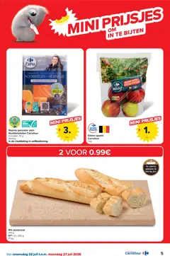 Noorse gerookte zalm Kwaliteitsketen Carrefour, Noorse gerookte zalm Kwaliteitsketen Carrefour 2 sneden, 70 g - Voorbeeld van een folder van Carrefour, geldig van 22/07/2026 | Pagina: 5