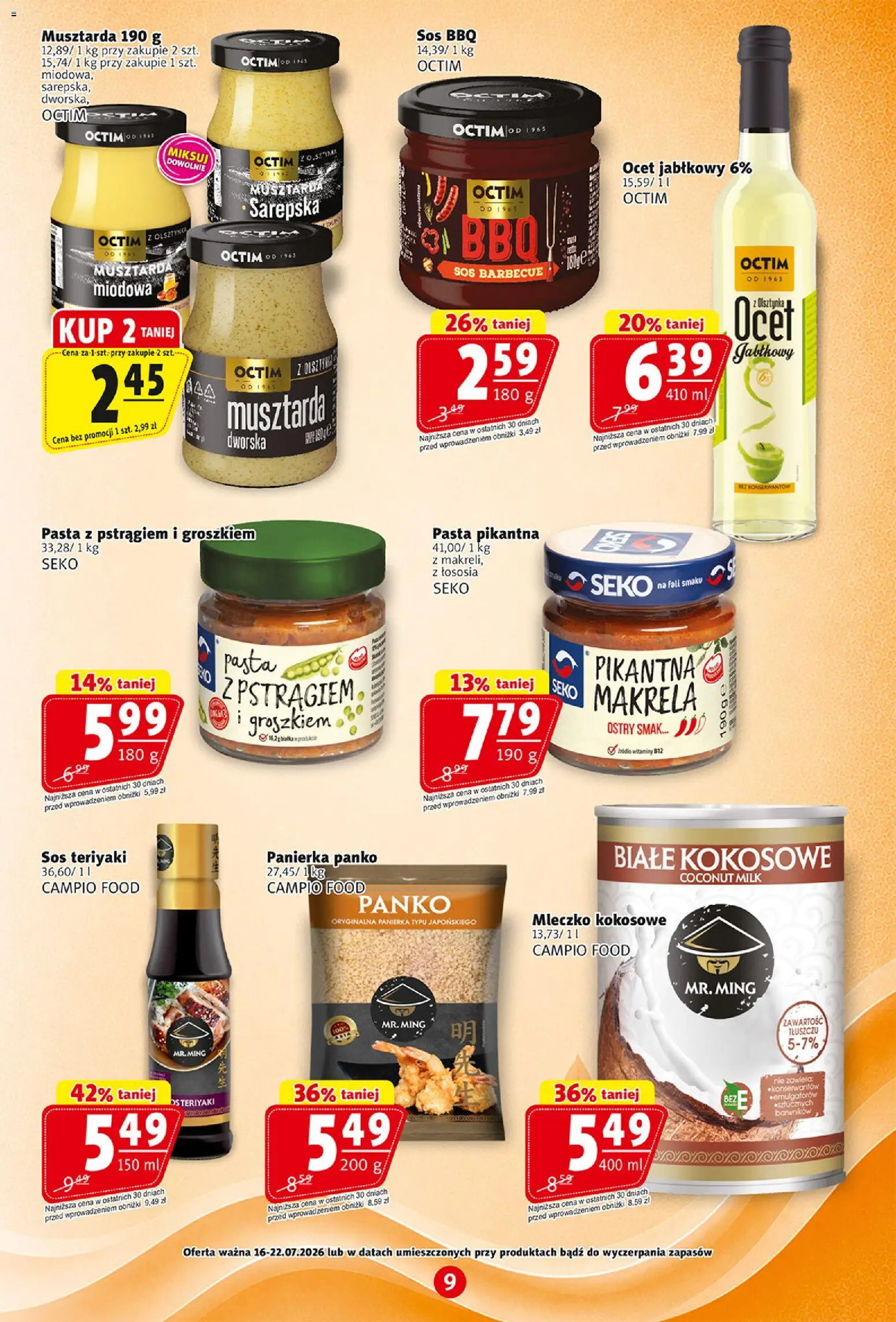 Prim Market gazetka od 16.07.2026 | Strona: 9 | Produkty: Ocet, Makrela, Musztarda, Sos