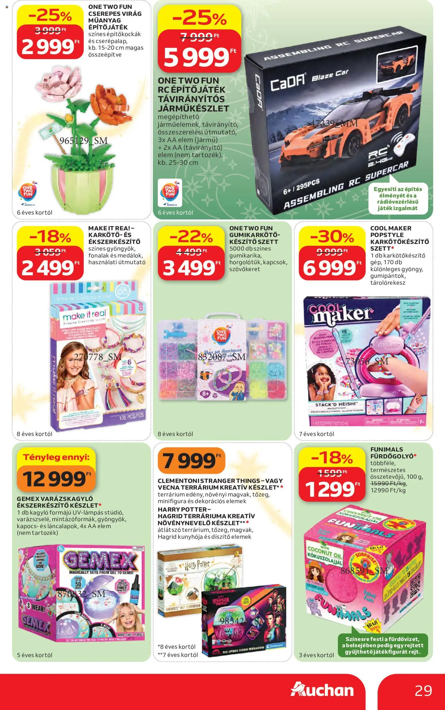 Auchan akciós ujság - amely érvényes a következő dátumtól: 2026.10.22. | Oldal: 29 | Termékek: Távirányító, Virag, Elem, Gél