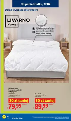 Pogląd oferty "LIVARNO HOME Dwuwarstwowa kołdra na 4 pory roku 140 x 200 cm, Lekka kołdra letnia i kołdra wiosenno-jesienna spięte zatrzaskami tworzą razem ciepłą kołdrę zimową" - ważna od 27.07.2026 | Strona: 30