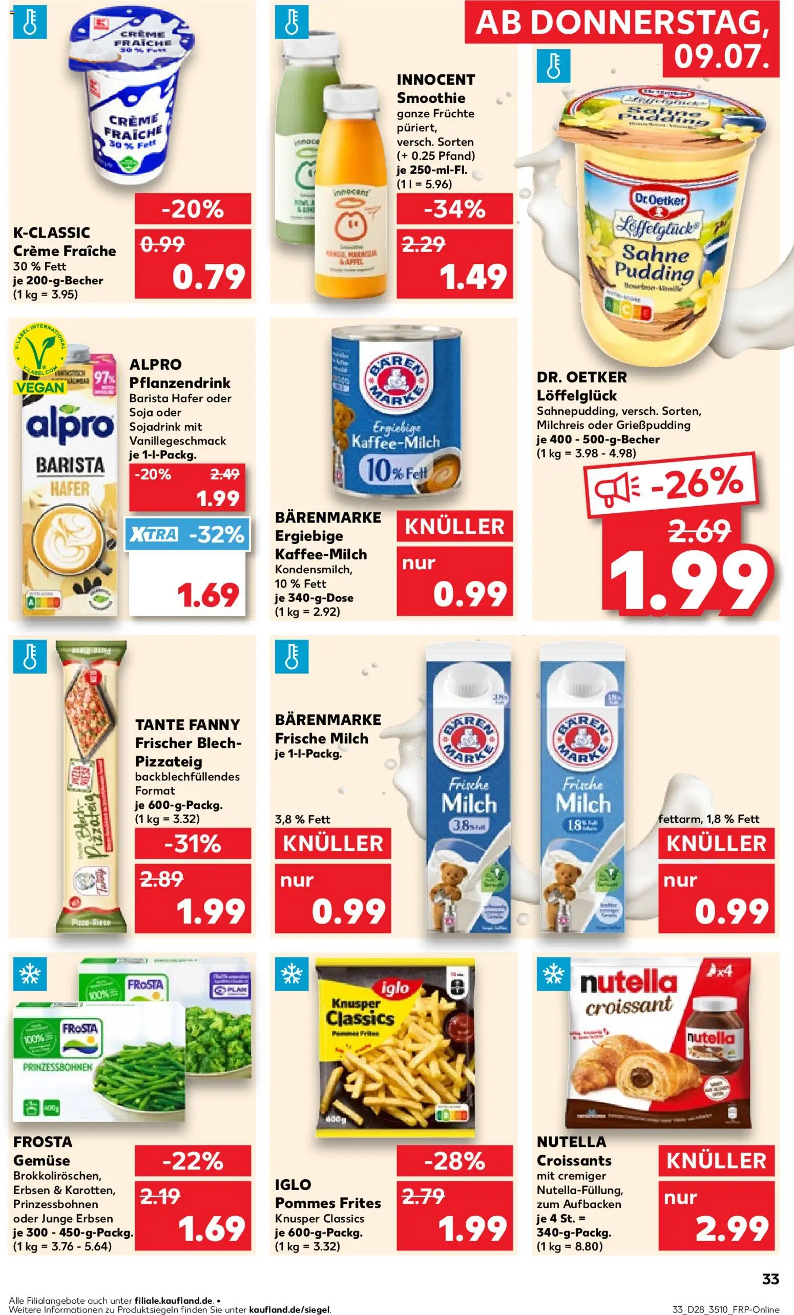 Kaufland Prospekt Zeitz – gültig ab 09.07.2026 | Seite: 33 | Produkte: Creme, Gemüse, Sahne, Erbsen
