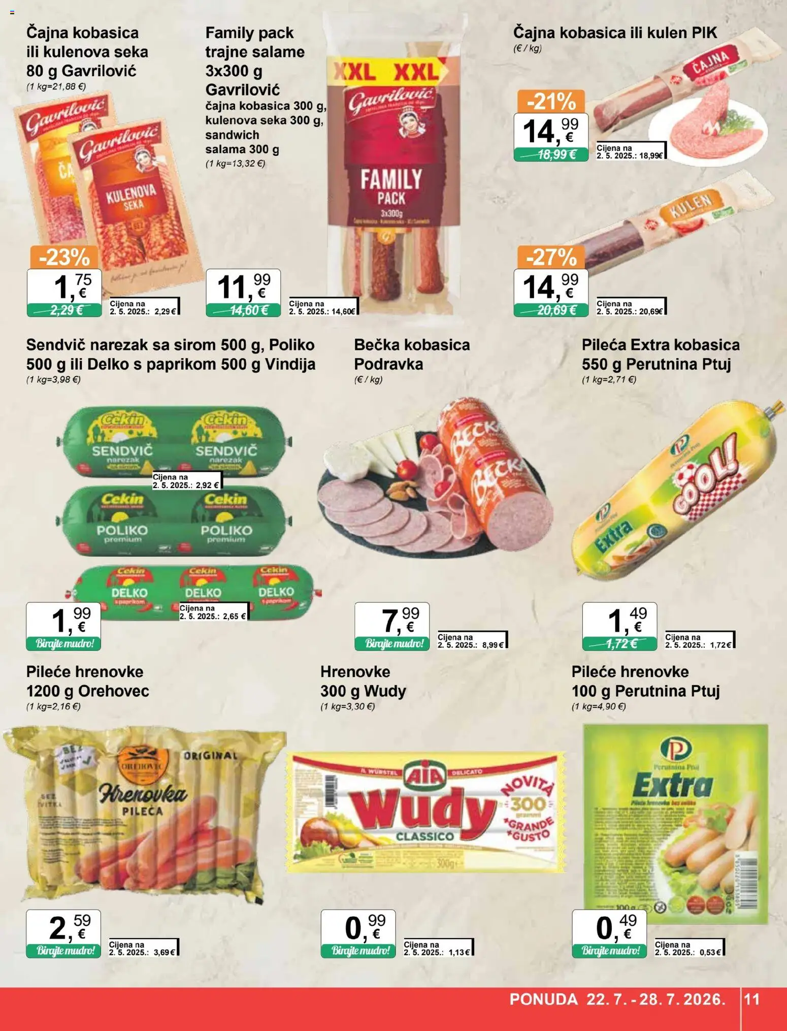KTC katalog | vrijedi od 22.07.2026 | Stranica: 11 | Proizvodi: Vindija, Kobasica, Perutnina Ptuj, Kulen