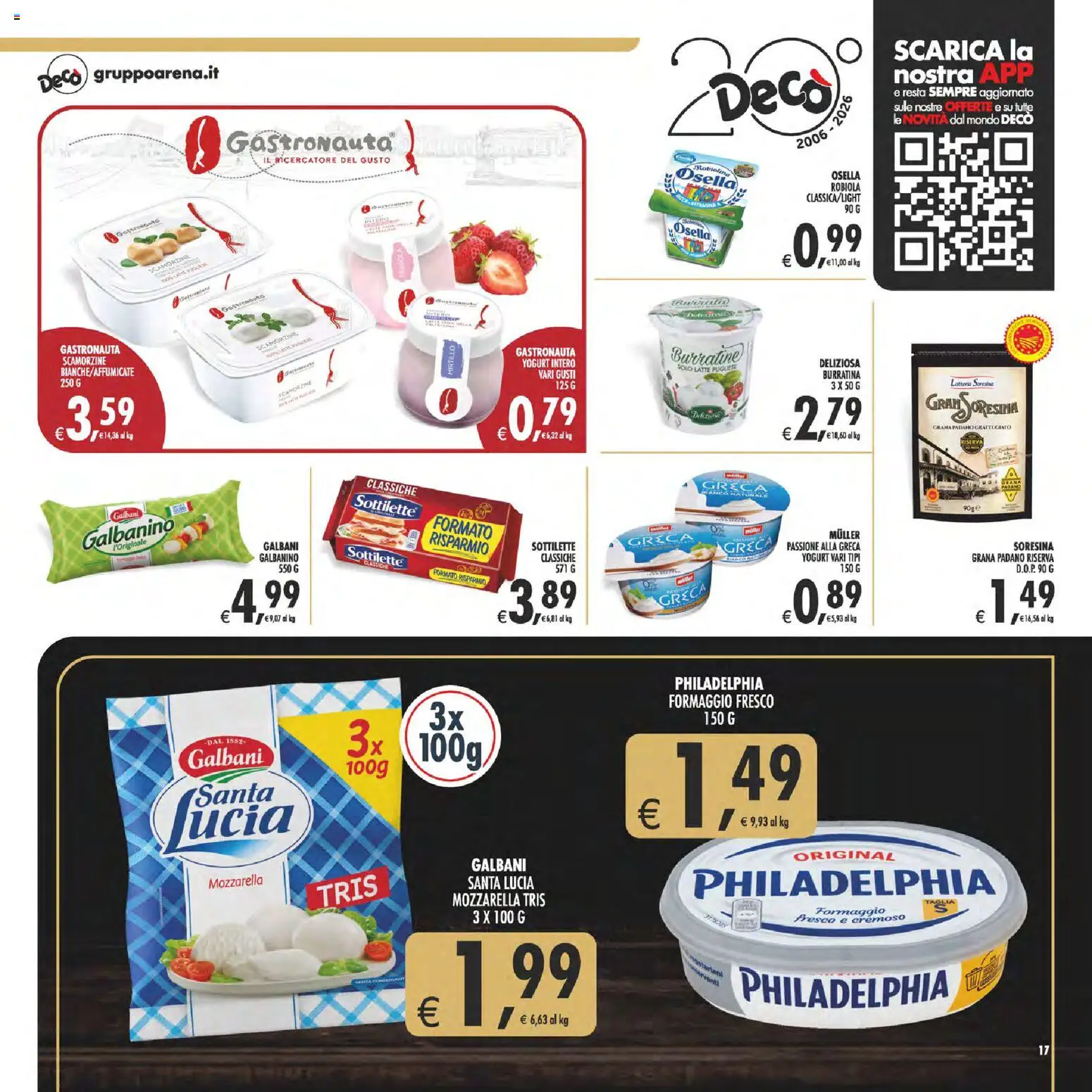 Volantino Decò del 28.04.2026 | Pagina: 17 | Prodotti: Yogurt, Mozzarella, Latte, Formaggio