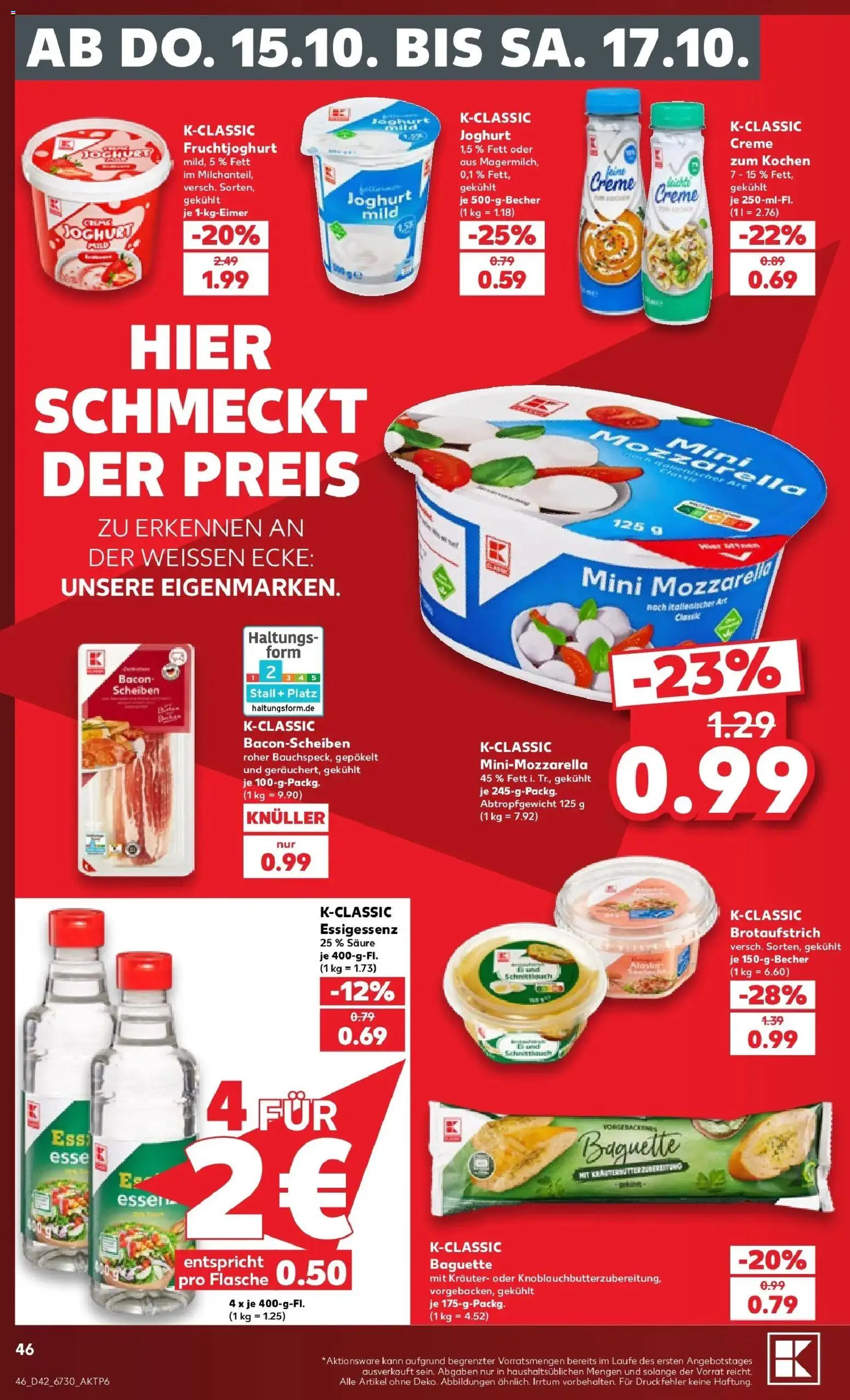 Prospekt Kaufland ab 12.10.2026 » Angebote Online zum Blättern | Seite: 50 | Produkte: Joghurt, Mozzarella, Baguette, Creme