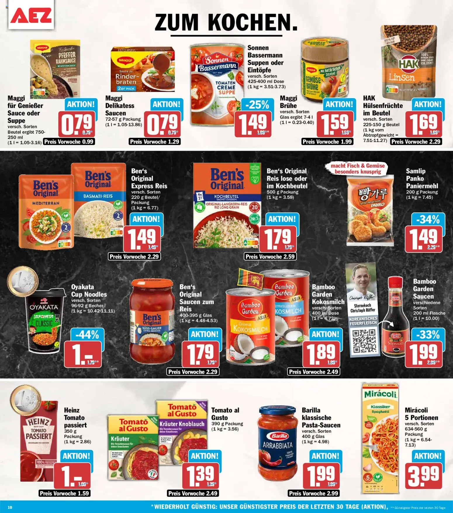 AEZ Prospekt – gültig ab 14.09.2026 | Seite: 10 | Produkte: Maggi, Spaghetti, Creme, Reis