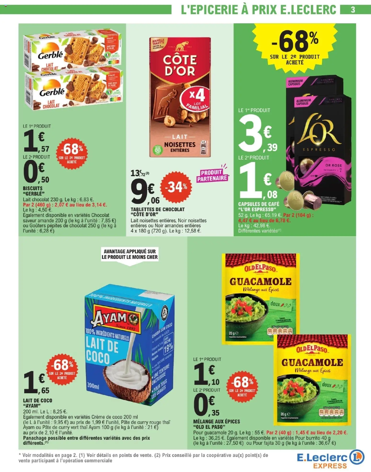 {H1} | Page: 3 | Produits: Amande, Nespresso, Lait, L'or espresso