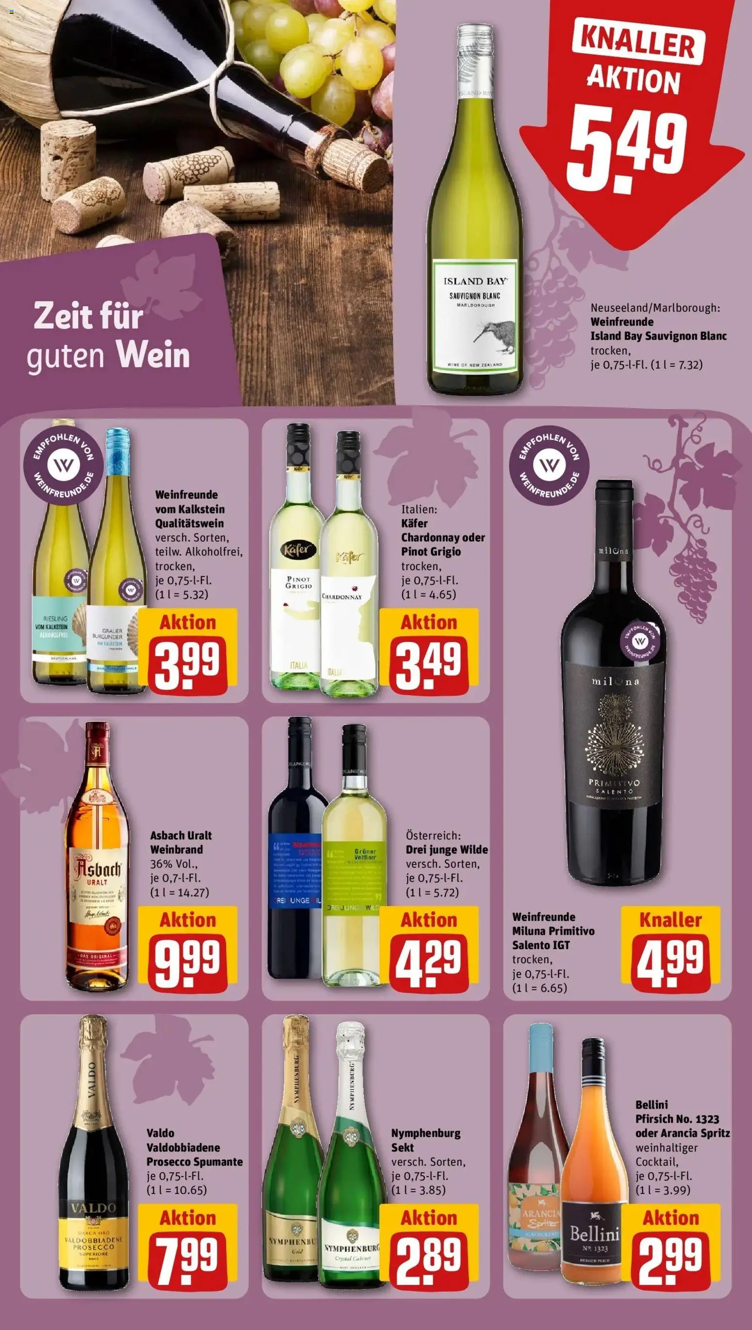 REWE Prospekt ab 03.08.2026 zum Blättern » Angebote | Seite: 19 | Produkte: Sprite, Prosecco, Pfirsich, Asbach