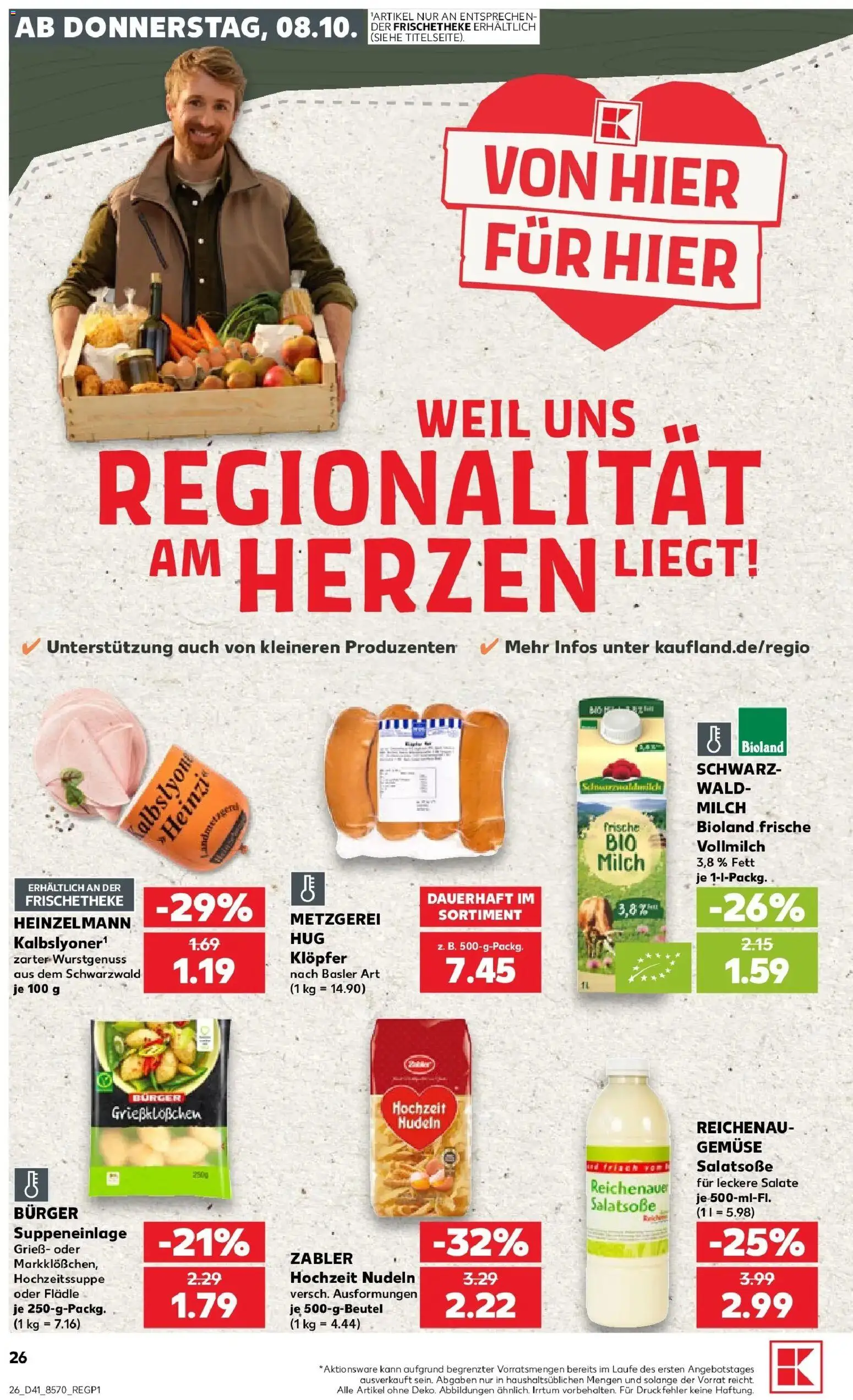 Prospekt Kaufland ab 05.10.2026 » Angebote Online zum Blättern | Seite: 36 | Produkte: Milch, Burger, Gemüse, Nudeln