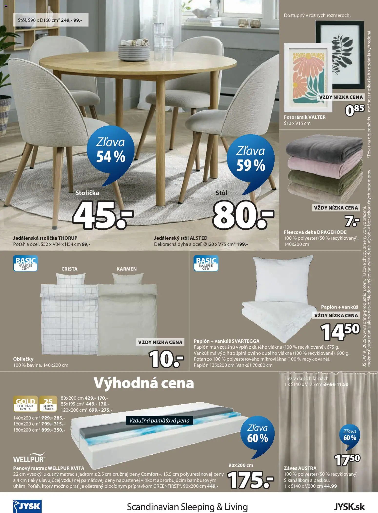 Nové JYSK akcie – leták je platný od 06.05.2026 | Strana: 24 | Produkty: Matrac, Obliečky, Jedálenská stolička, Vankúš