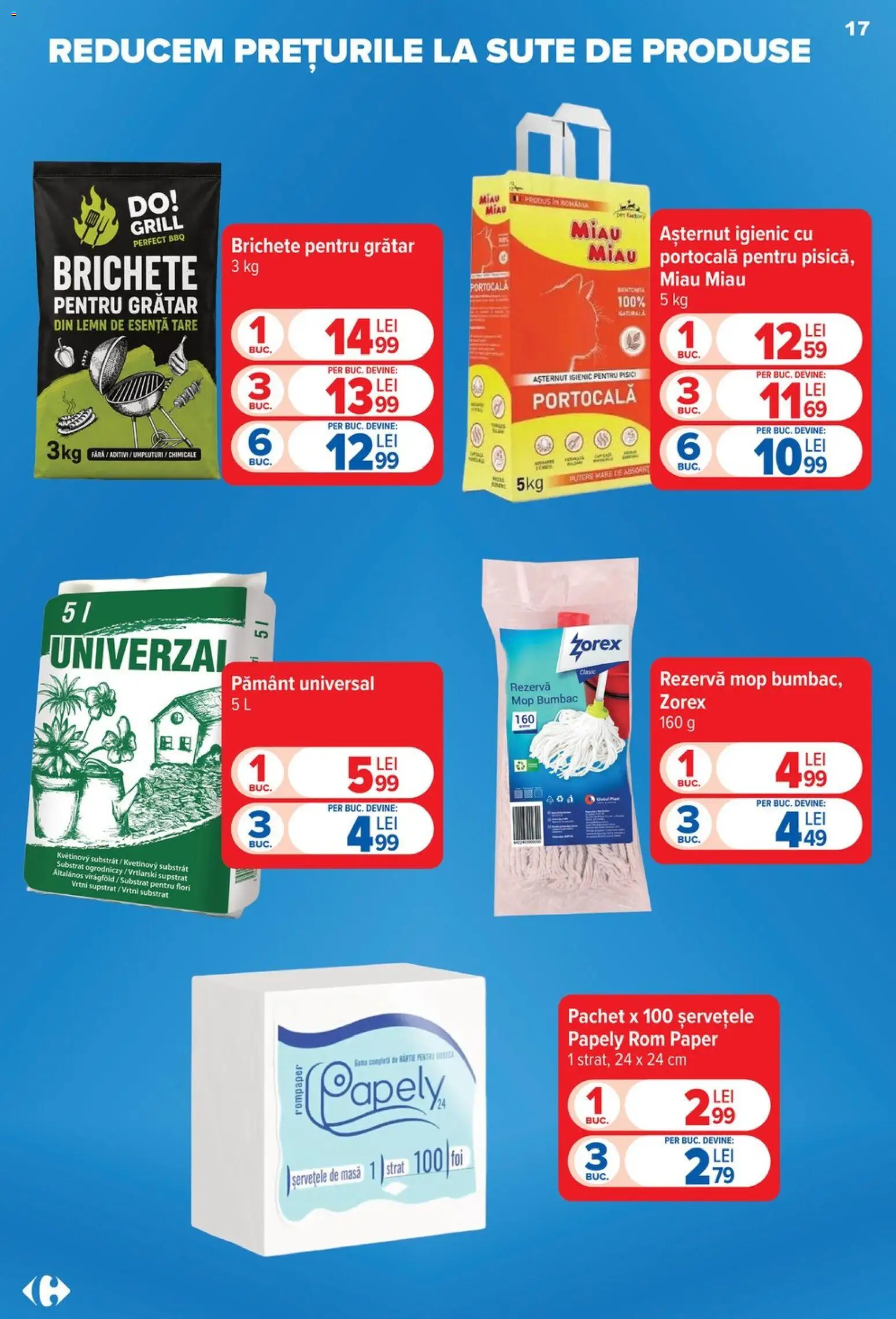 Noul catalog Carrefour – valabil de la 30.09.2026 | Pagină: 17 | Produse: Grill, Grătar, Servetele de masa, Flori