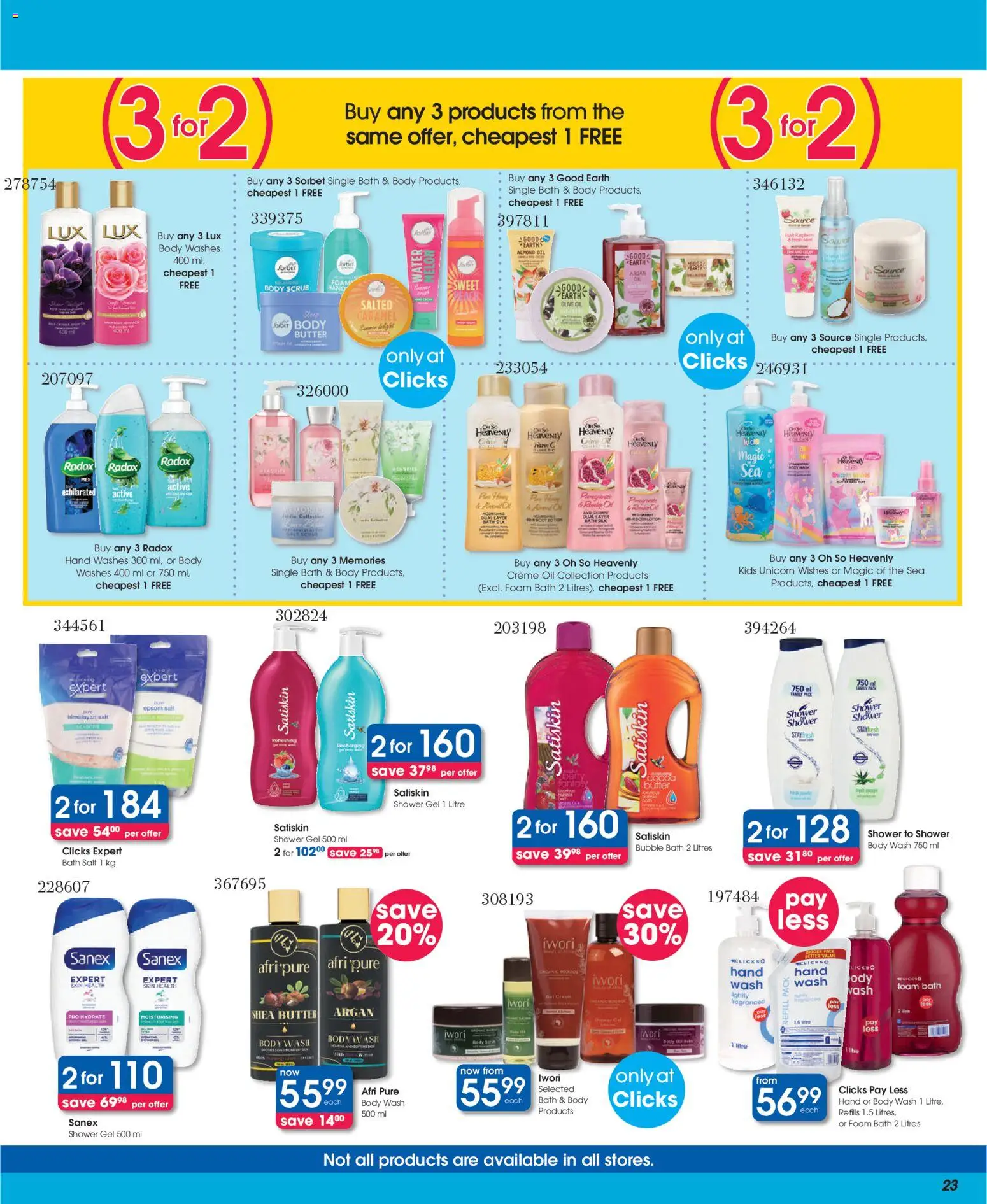 New Clicks catalogue – valid from 11.03.2026 | Page: 23 | Products: Shower, Salt, Scrub, Caramel