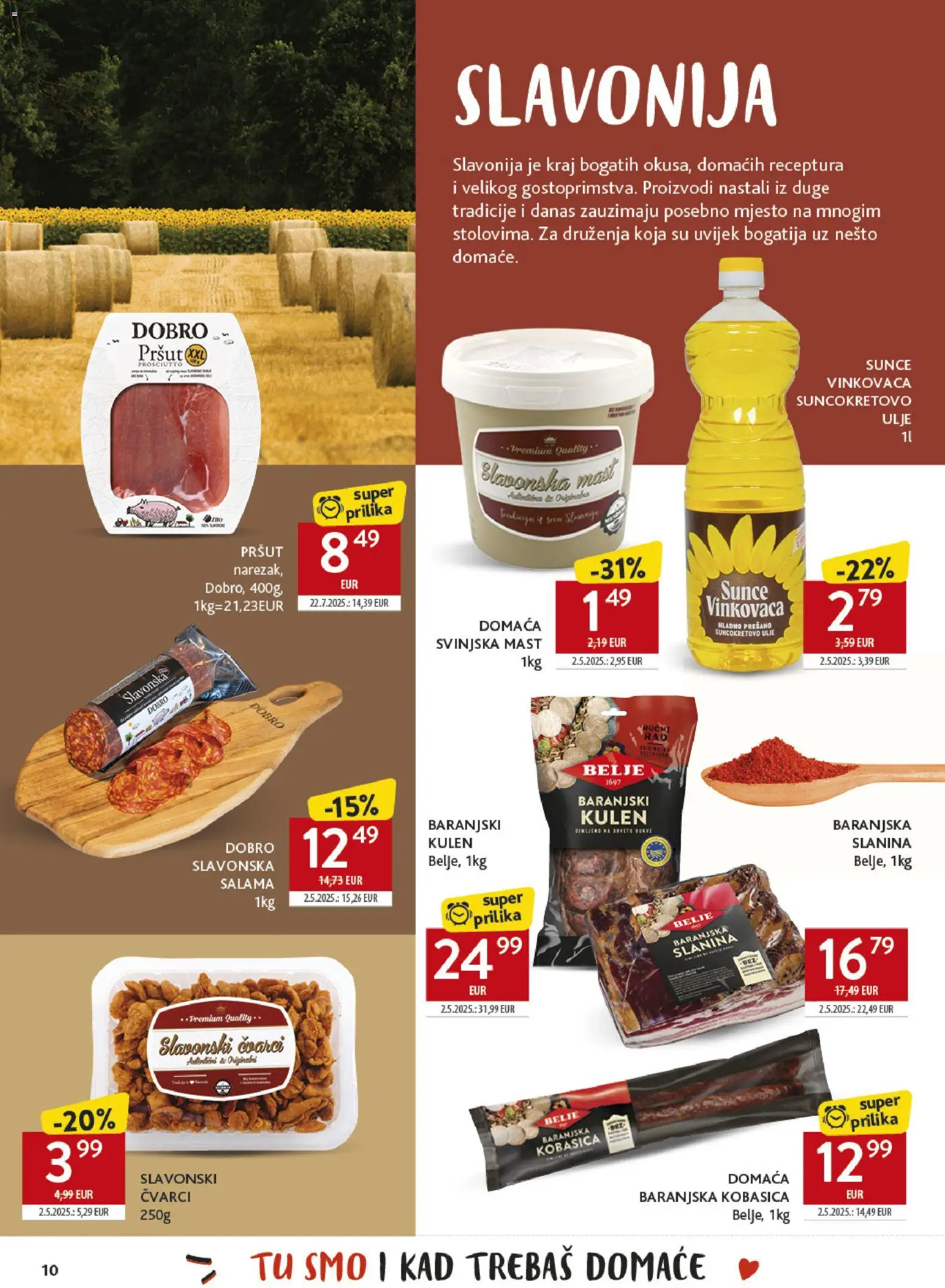 Konzum katalog | vrijedi od 26.10.2026 | Stranica: 10 | Proizvodi: Čvarci, Suncokretovo ulje, Slanina, Kobasica