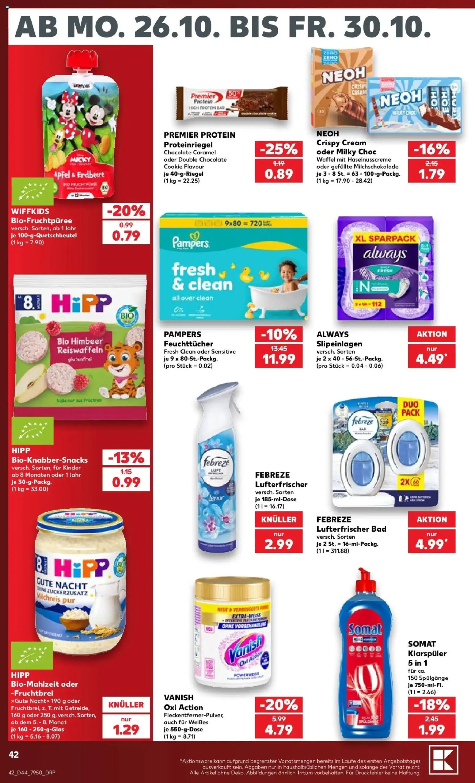 Prospekt Kaufland ab 26.10.2026 » Angebote Online zum Blättern | Seite: 46 | Produkte: Bad, Pampers, Äpfel, Klarspüler