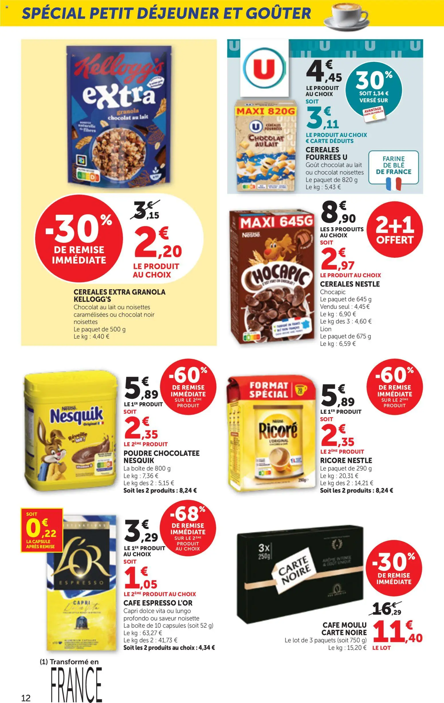 {H1} | Page: 12 | Produits: Café moulu, Café, Céréales, Granola