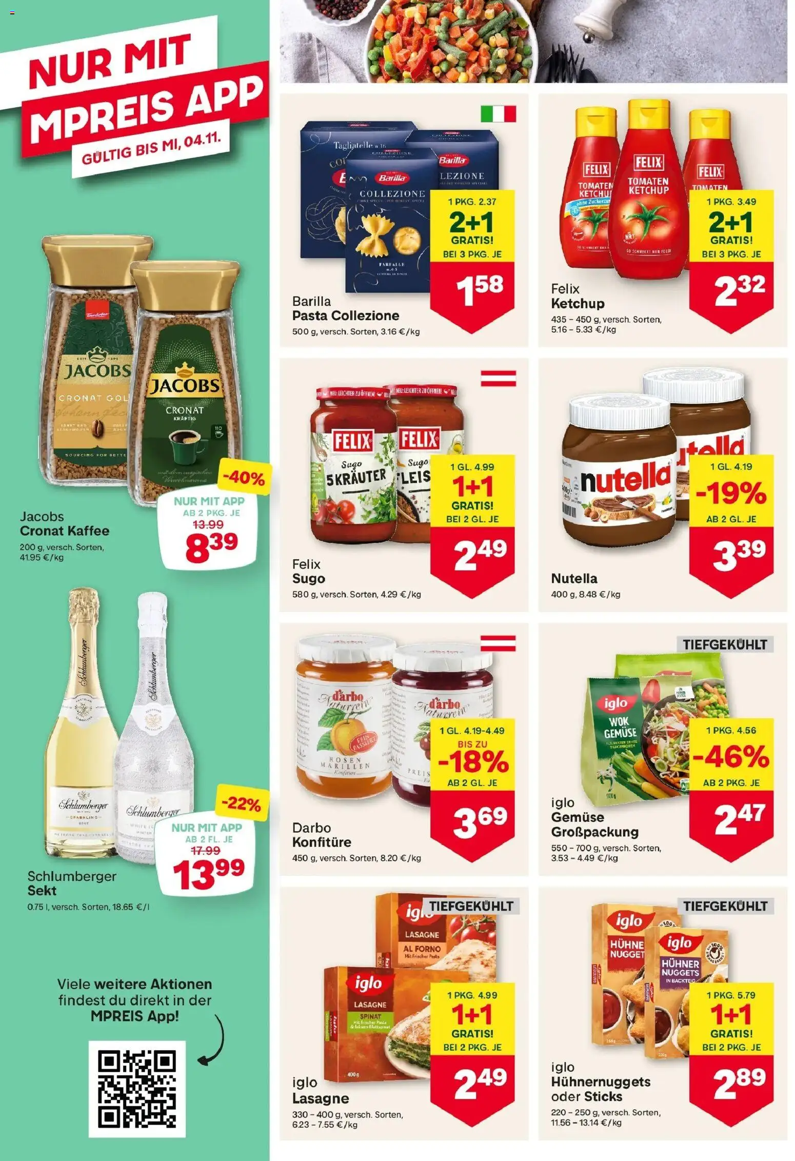 MPREIS St.Gallenkirch von 29.10.2026 - Aktuelle Angebote | Seite: 12 | Produkte: Pasta, Gemüse, Nutella, Barilla