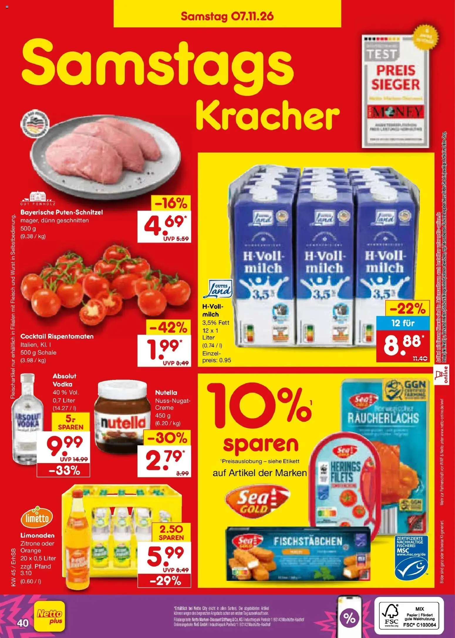 Netto Marken-Discount Prospekt Mauern – gültig ab 02.11.2026 | Seite: 60 | Produkte: Milch, Nutella, Räucherlachs, Vodka