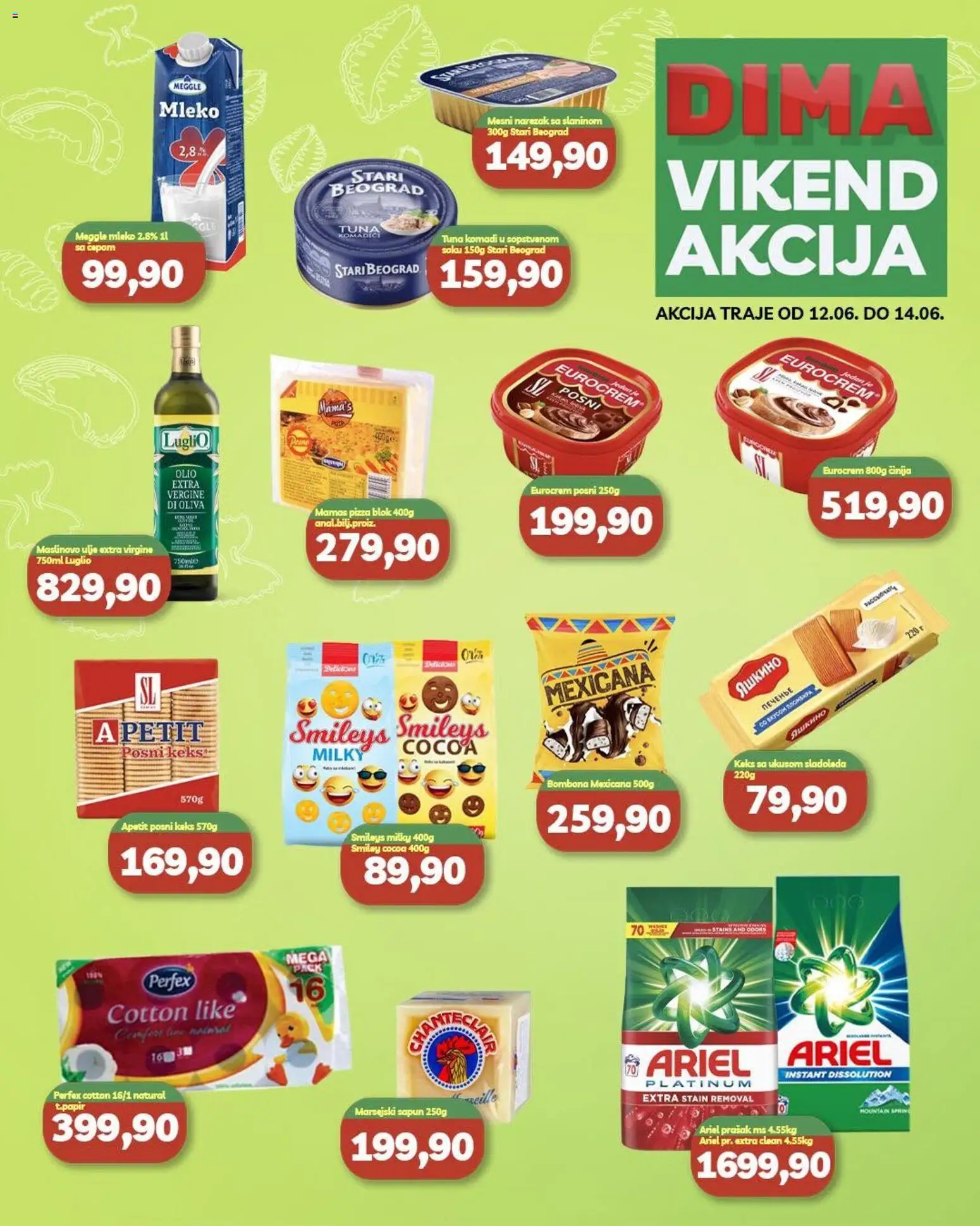 VP Dima katalog - važi od 12.06.2026 | Strana: 1 | Proizvode: Keks, Narezak, Mleko, Sapun