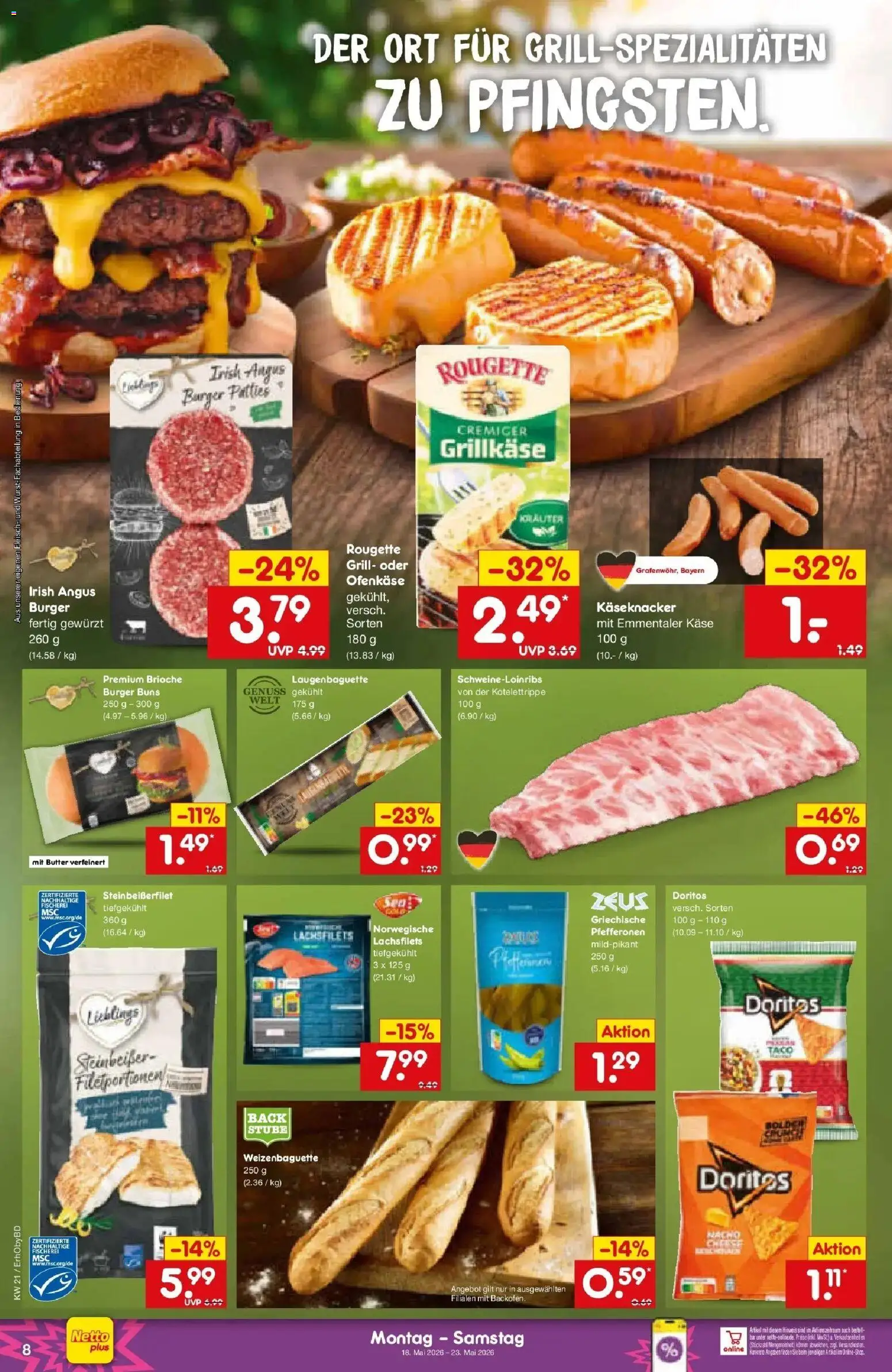 Netto Marken-Discount Prospekt Velden	 – gültig ab 17.05.2026 | Seite: 8 | Produkte: Grill, Käse, Burger, Fleisch