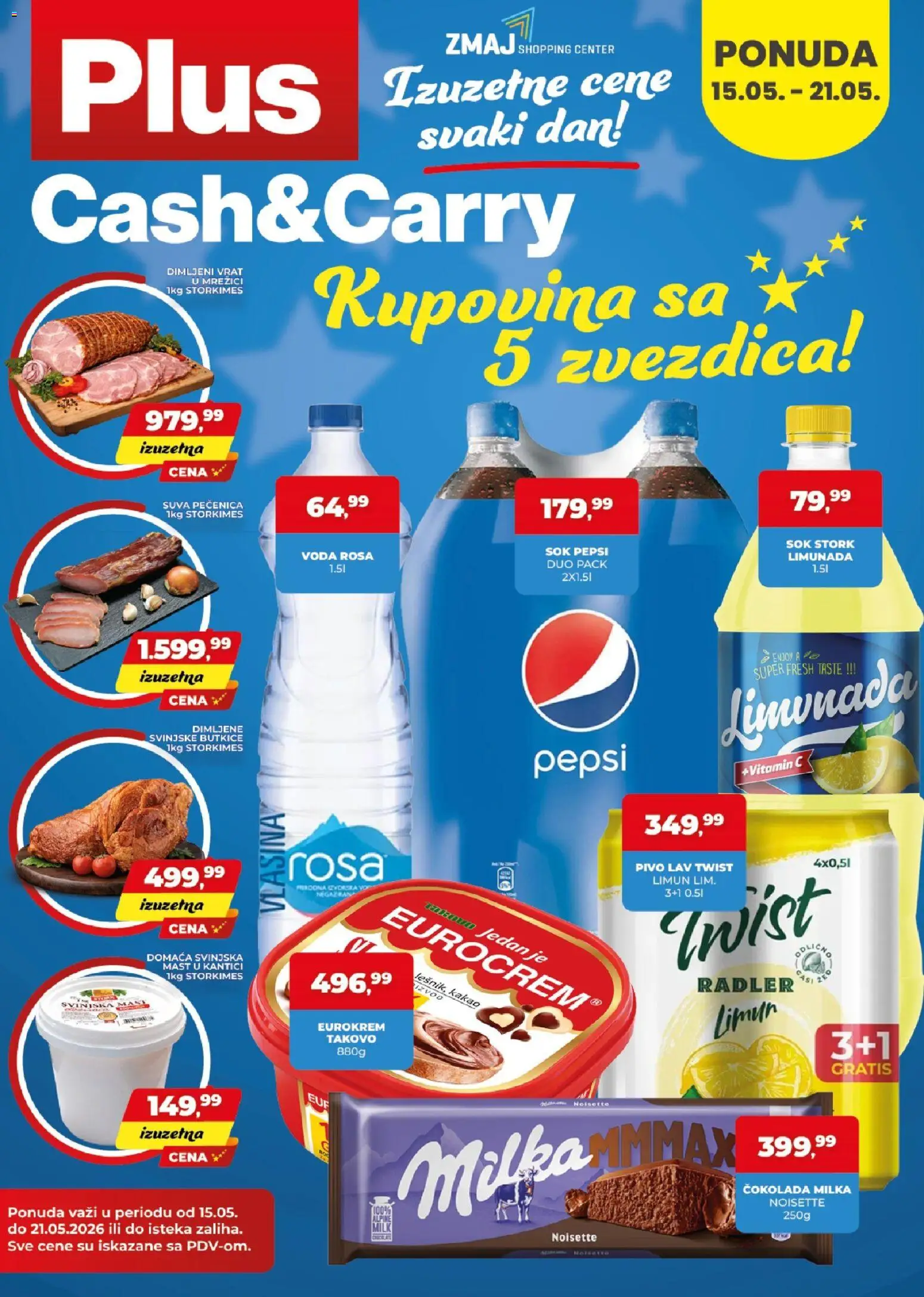 Plus Cash & Carry katalog - važi od 15.05.2026 | Strana: 1 | Proizvode: Milka, Mast, Sok, Dimljeni vrat