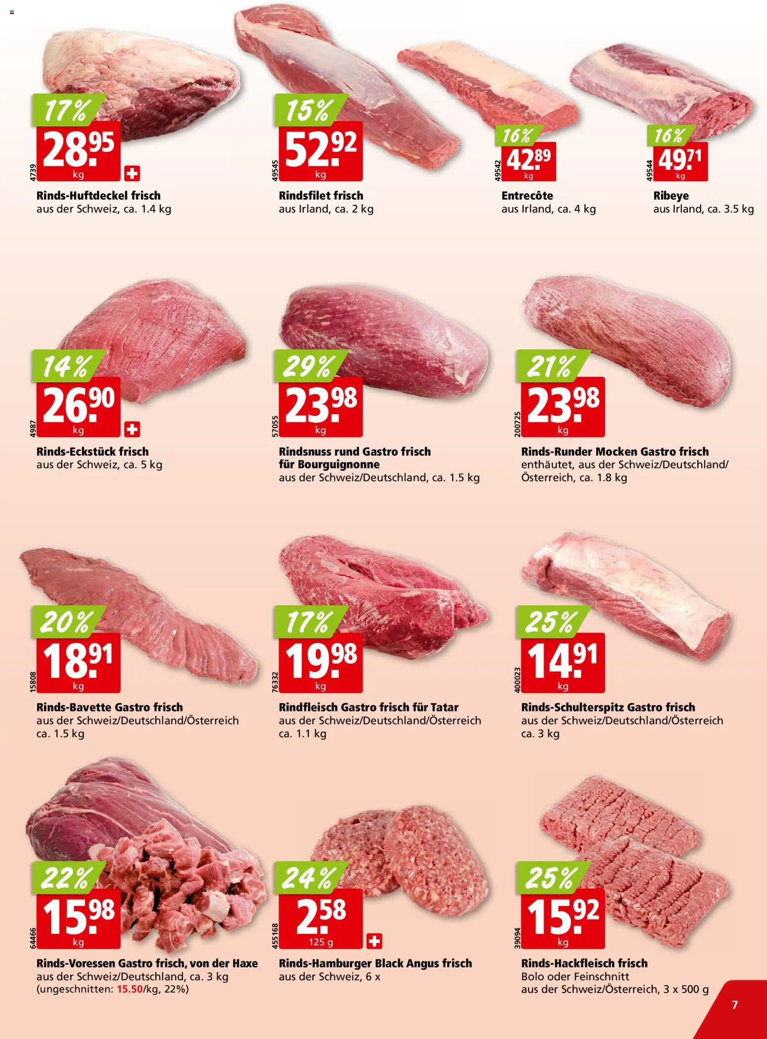 Aligro aktionen Chavannes, Matran, Genf, Sitten – gültig ab 12.10.2026 | Seite: 7 | Produkte: Rindfleisch