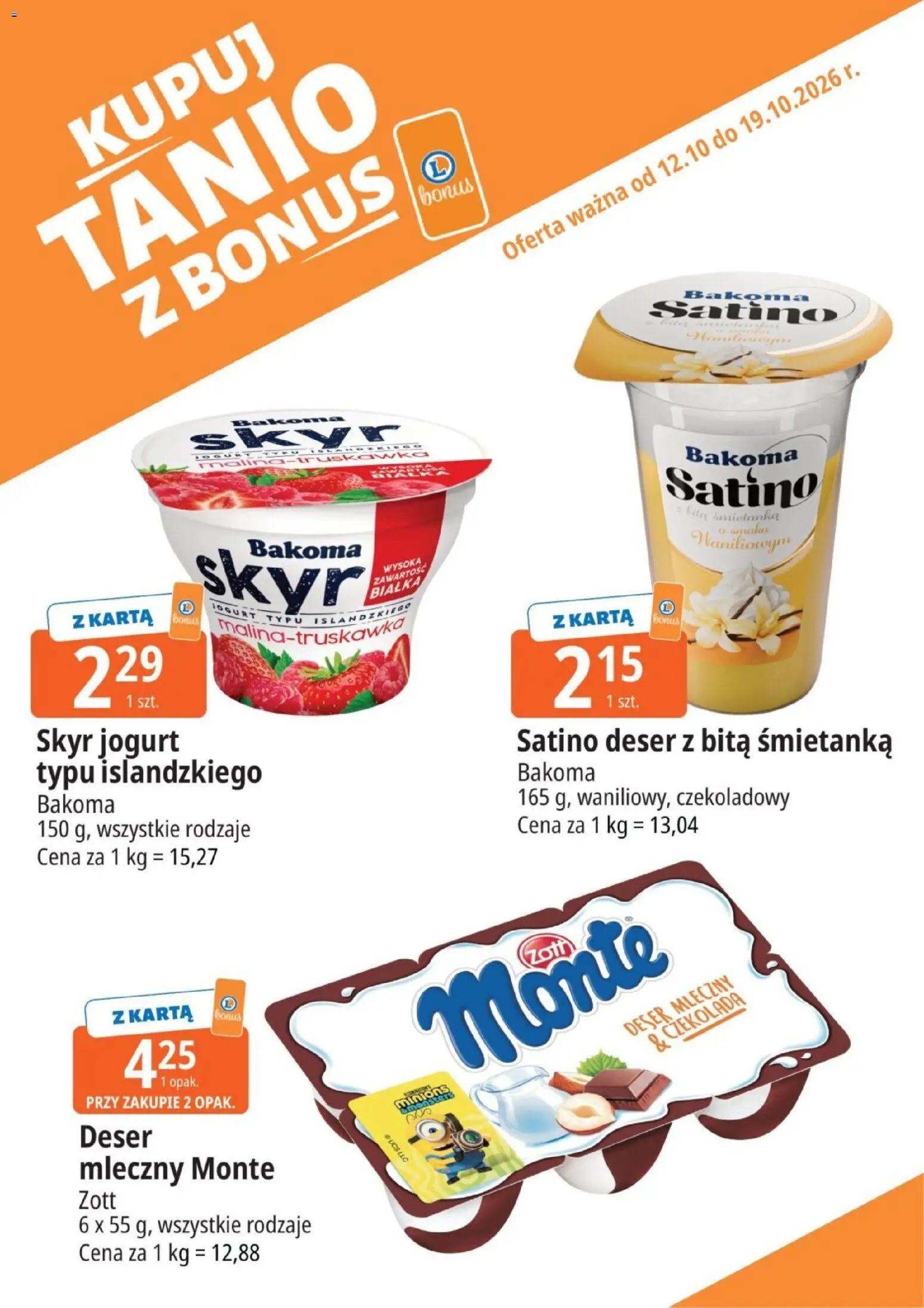 E.Leclerc gazetka - Kupuj Tanio Z Bonus od 12.10.2026 | Strona: 3 | Produkty: Bita śmietanka, Deser, Jogurt typu islandzkiego, Czekolada