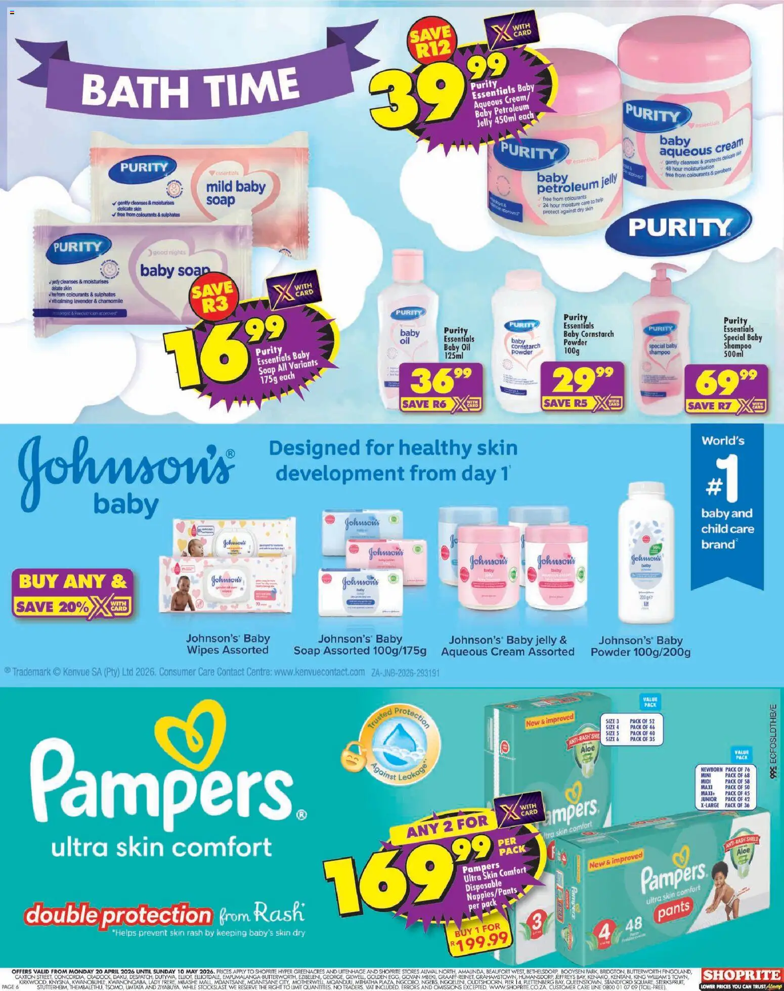 New Shoprite catalogue – valid from 20.04.2026 | Page: 2 | Products: Pants, Bath, Soap, Petroleum jelly